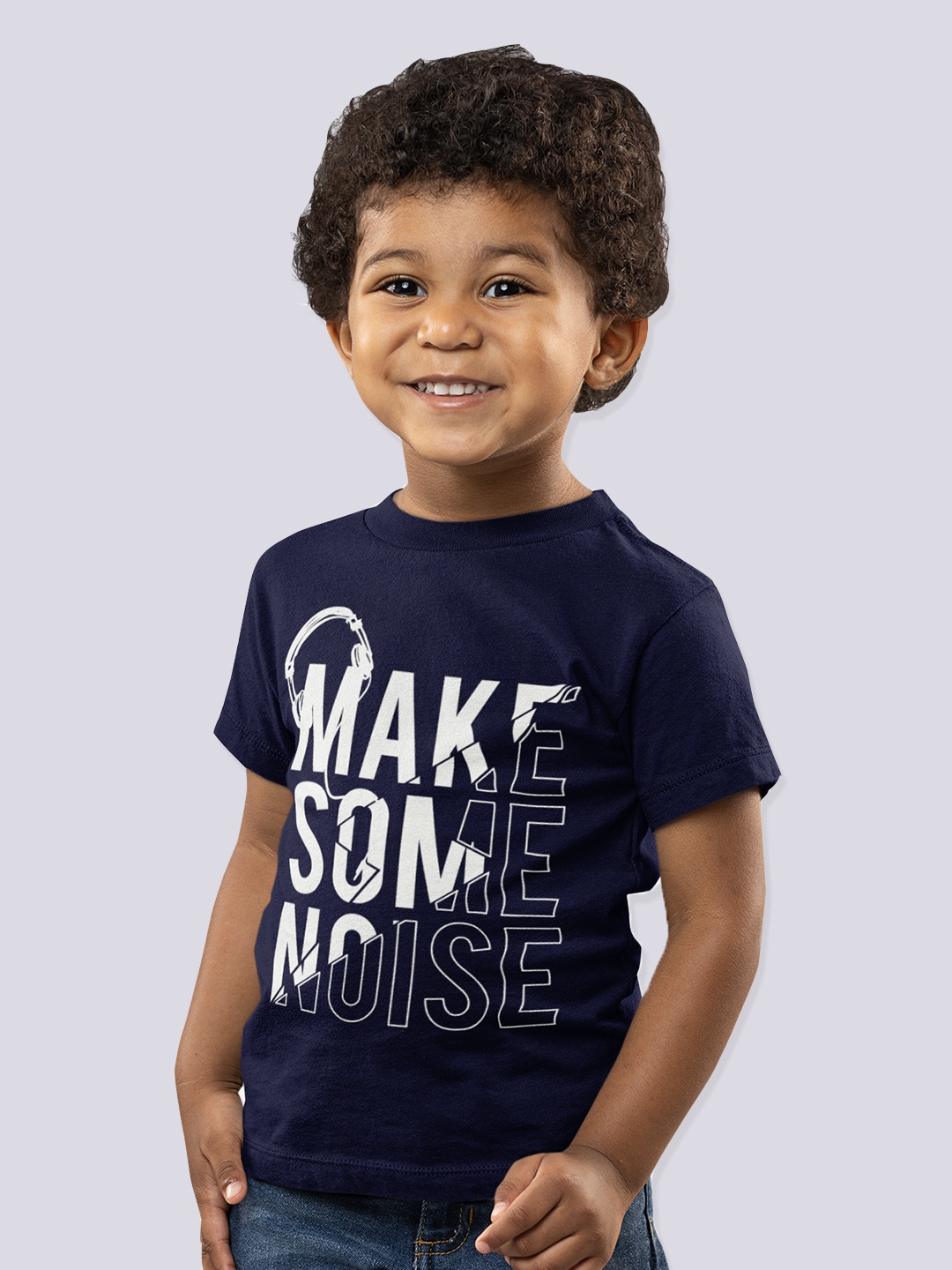 

Happy Faces Boys Printed Pure Cotton T-shirt, Navy blue