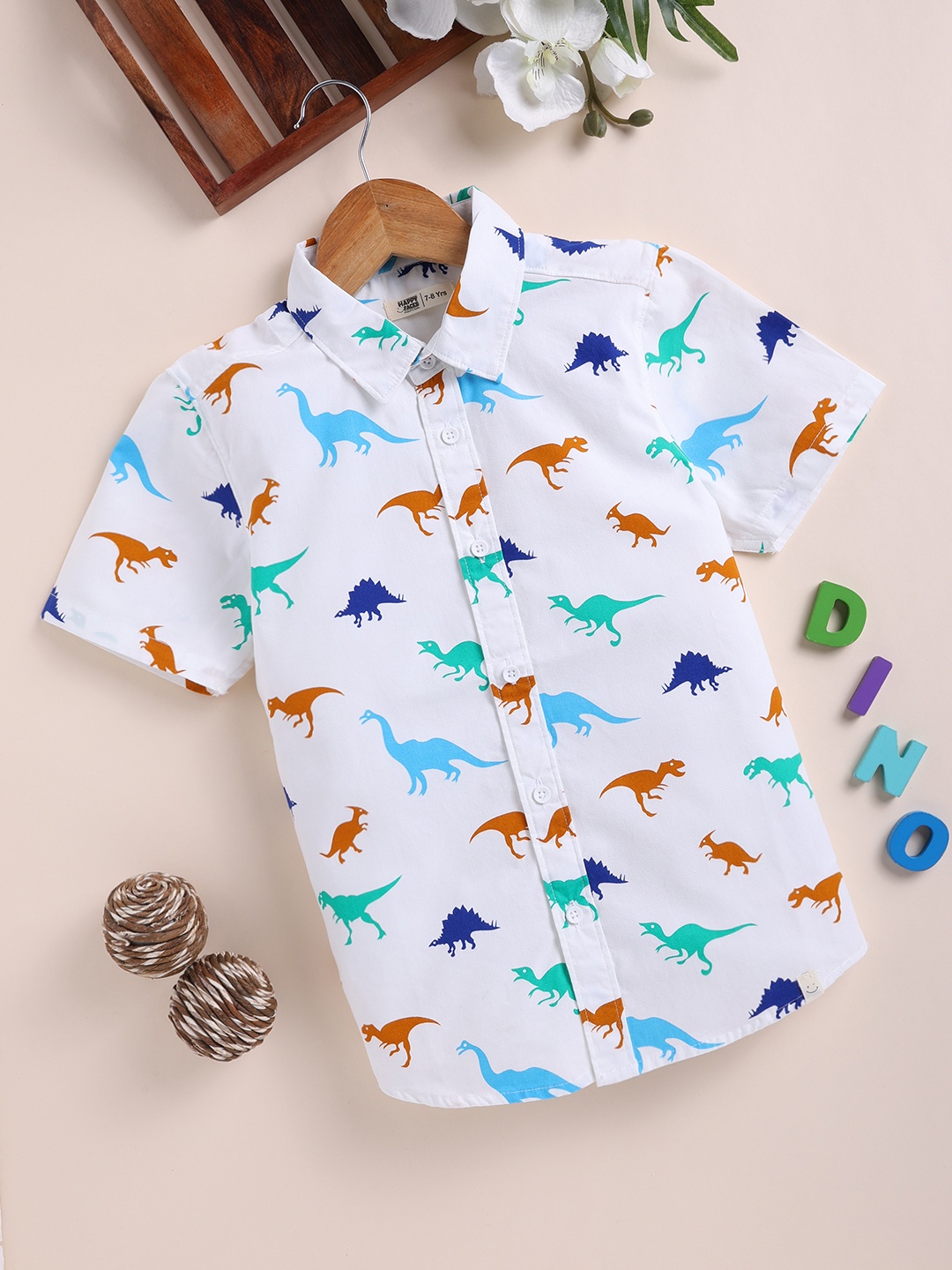 

Happy Faces Boys Relaxed Fit Printed Pure Cotton Casual Shirt, White