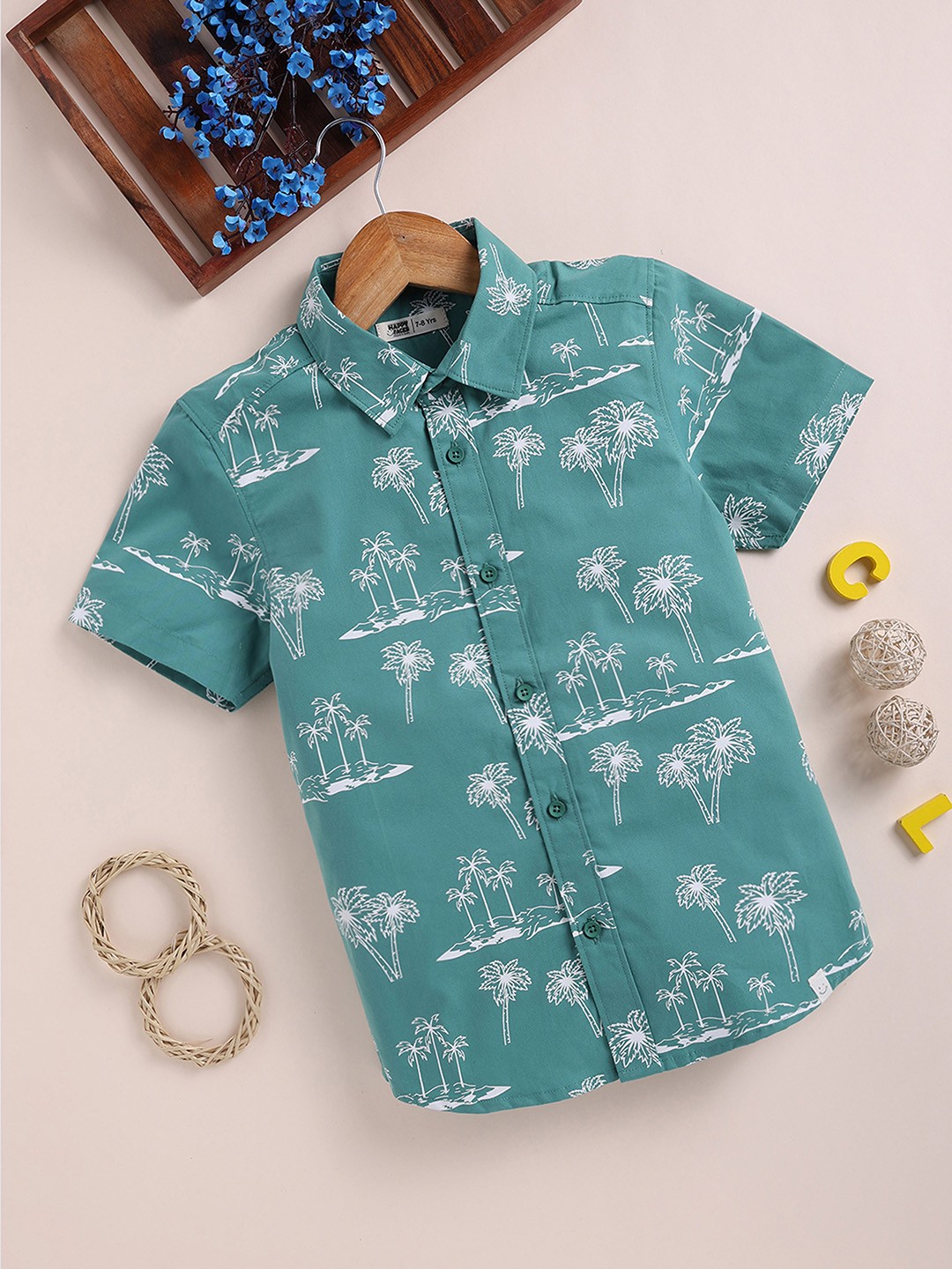 

Happy Faces Boys Relaxed Fit Printed Pure Cotton Casual Shirt, Green