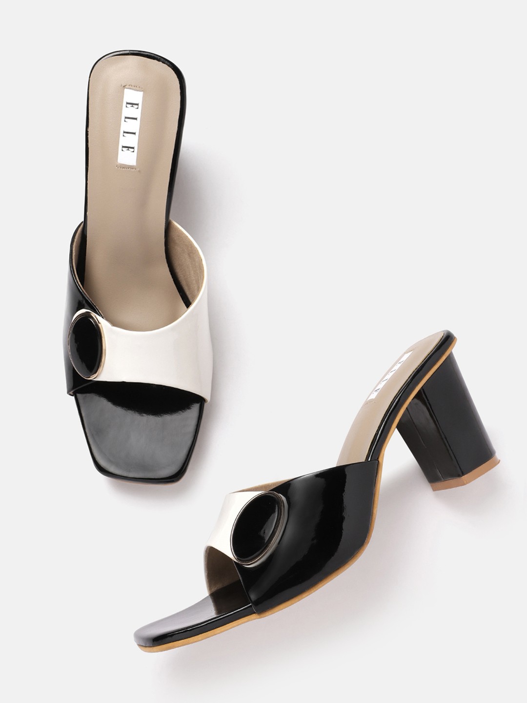 

ELLE Colourblocked Block Heel, White