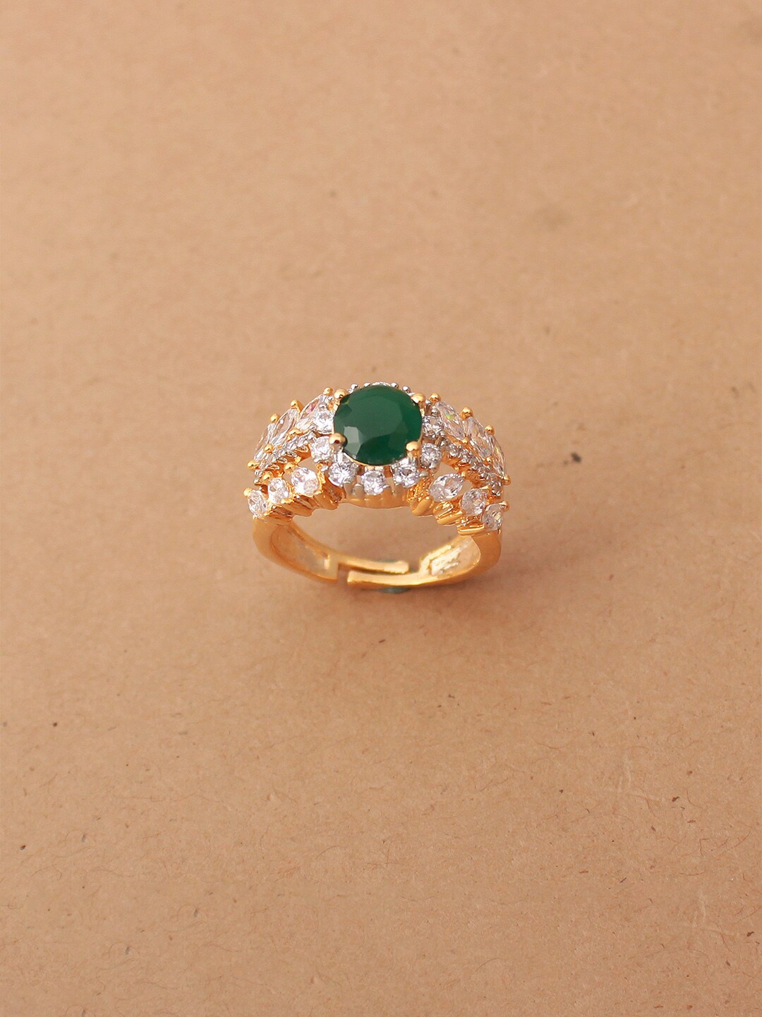 

Mirana Gold Plated Cubic Zirconia Studded Adjustable Finger Ring
