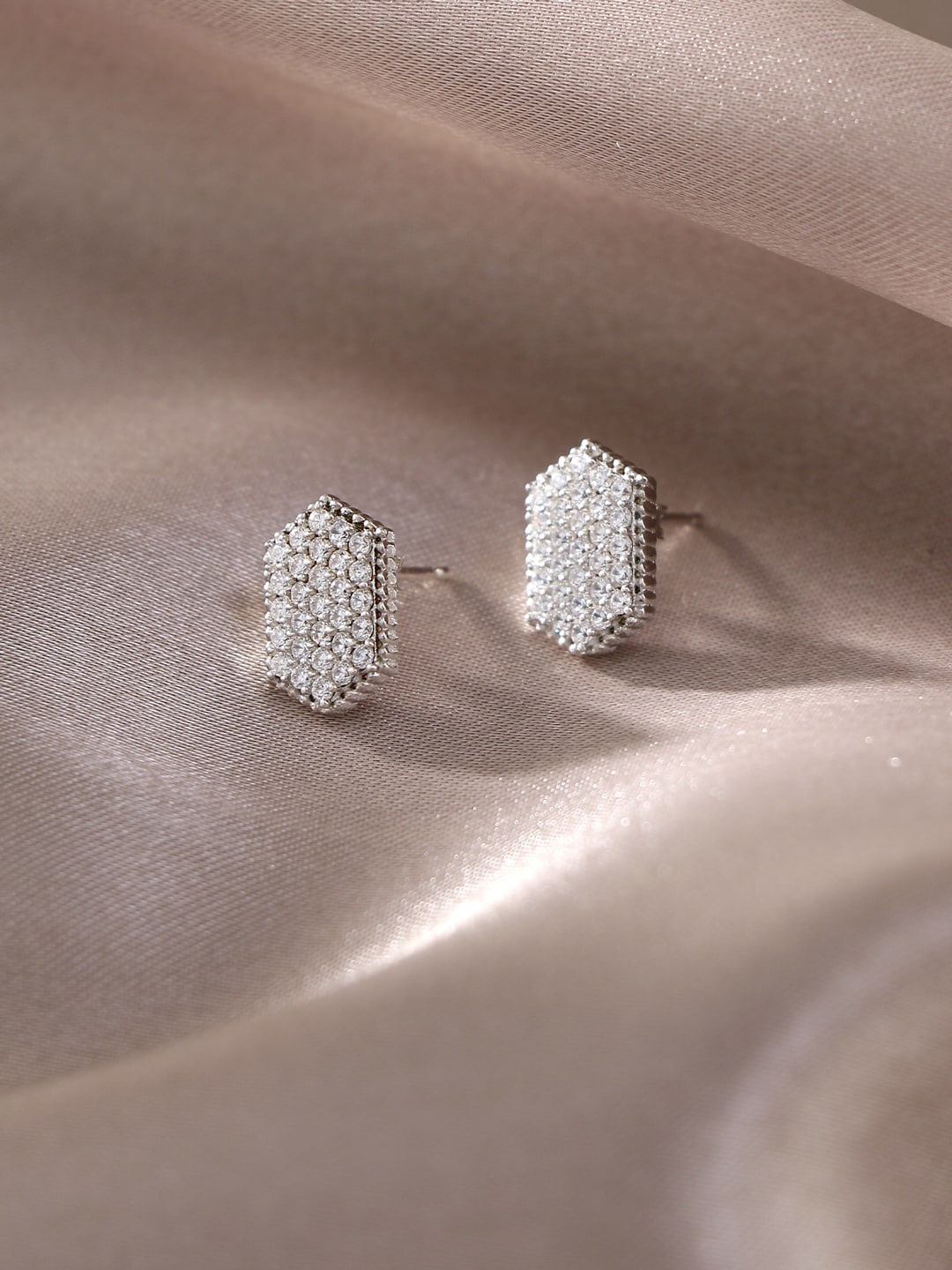 

House of Pataudi 92.5 Sterling Silver Silver-Plated Stud Earrings