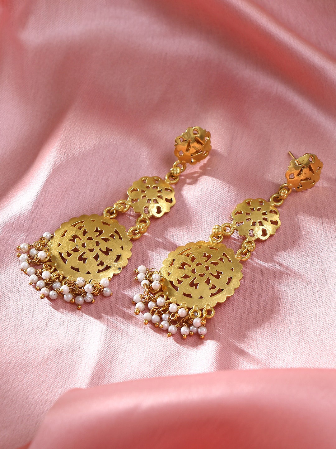 

House of Pataudi 24CT Gold-Plated Beaded Drop Earrings