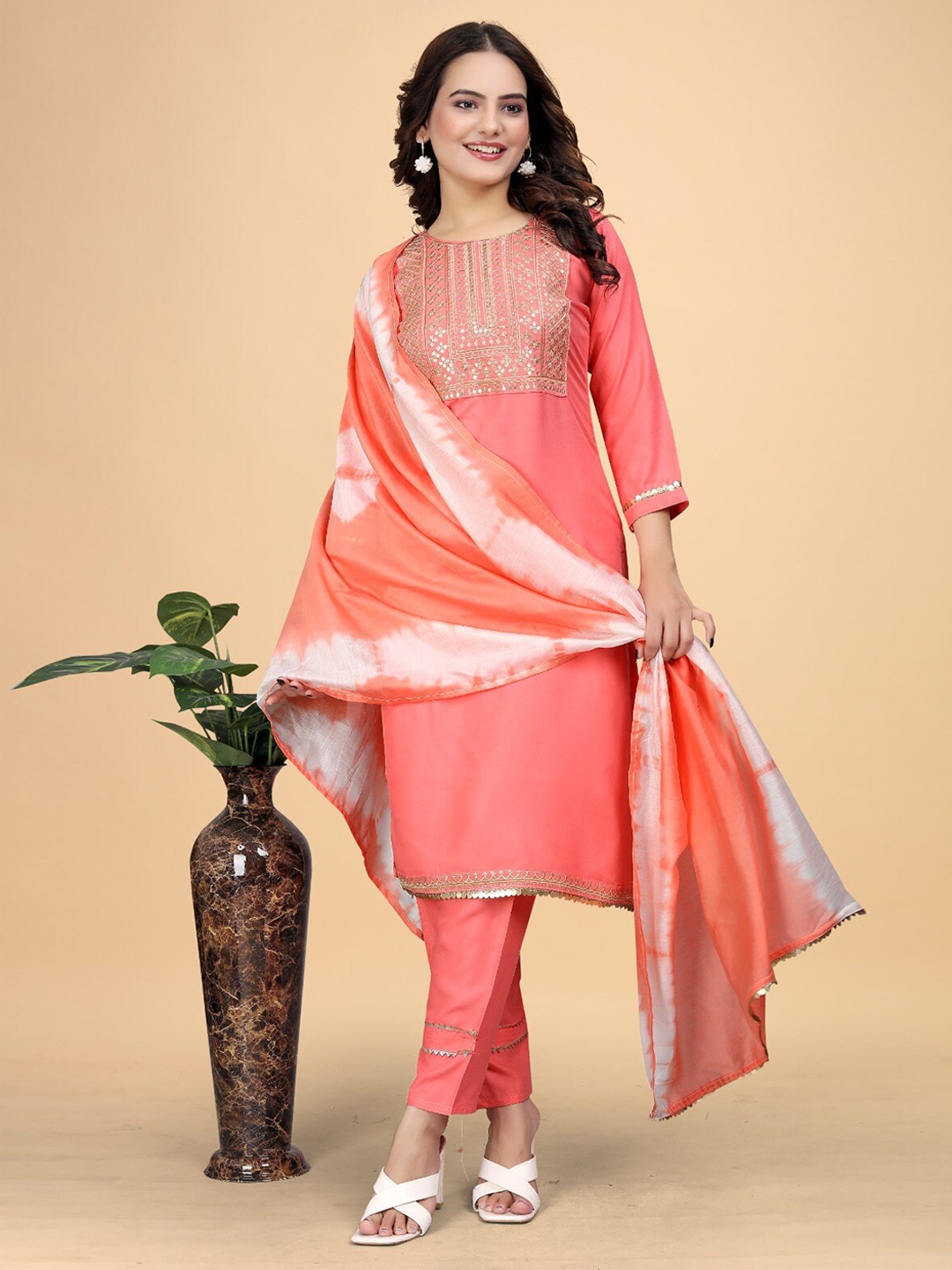 

K 5 Fashion A-Line Maxi Dress, Peach