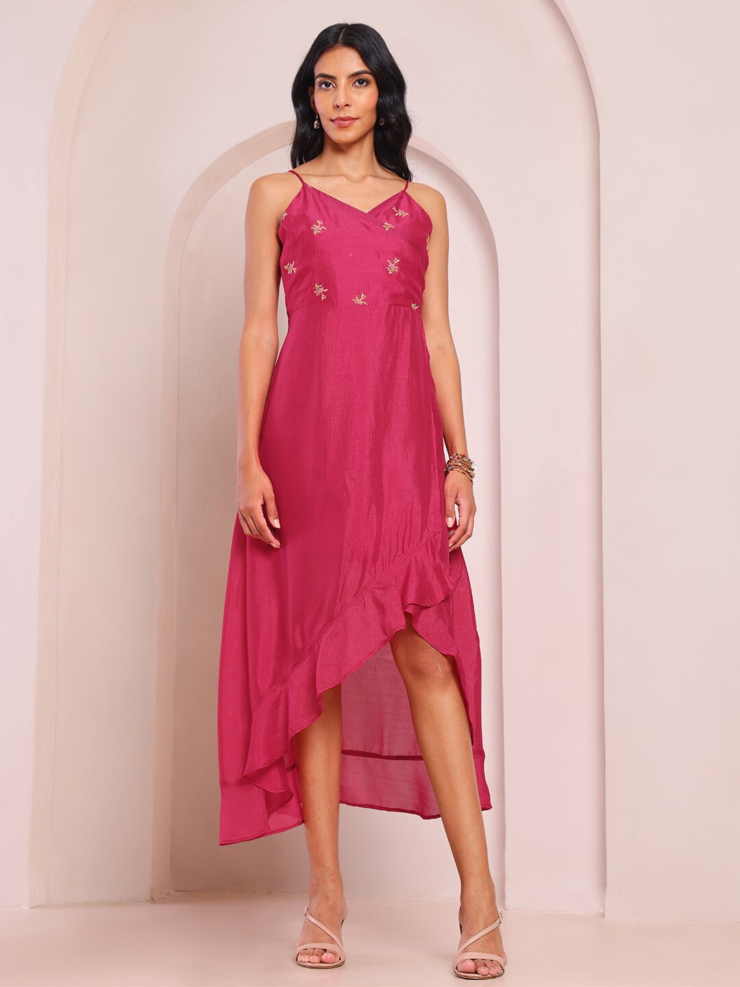 

Saaki Shoulder Straps Sleeveless Maxi Midi Dress, Magenta