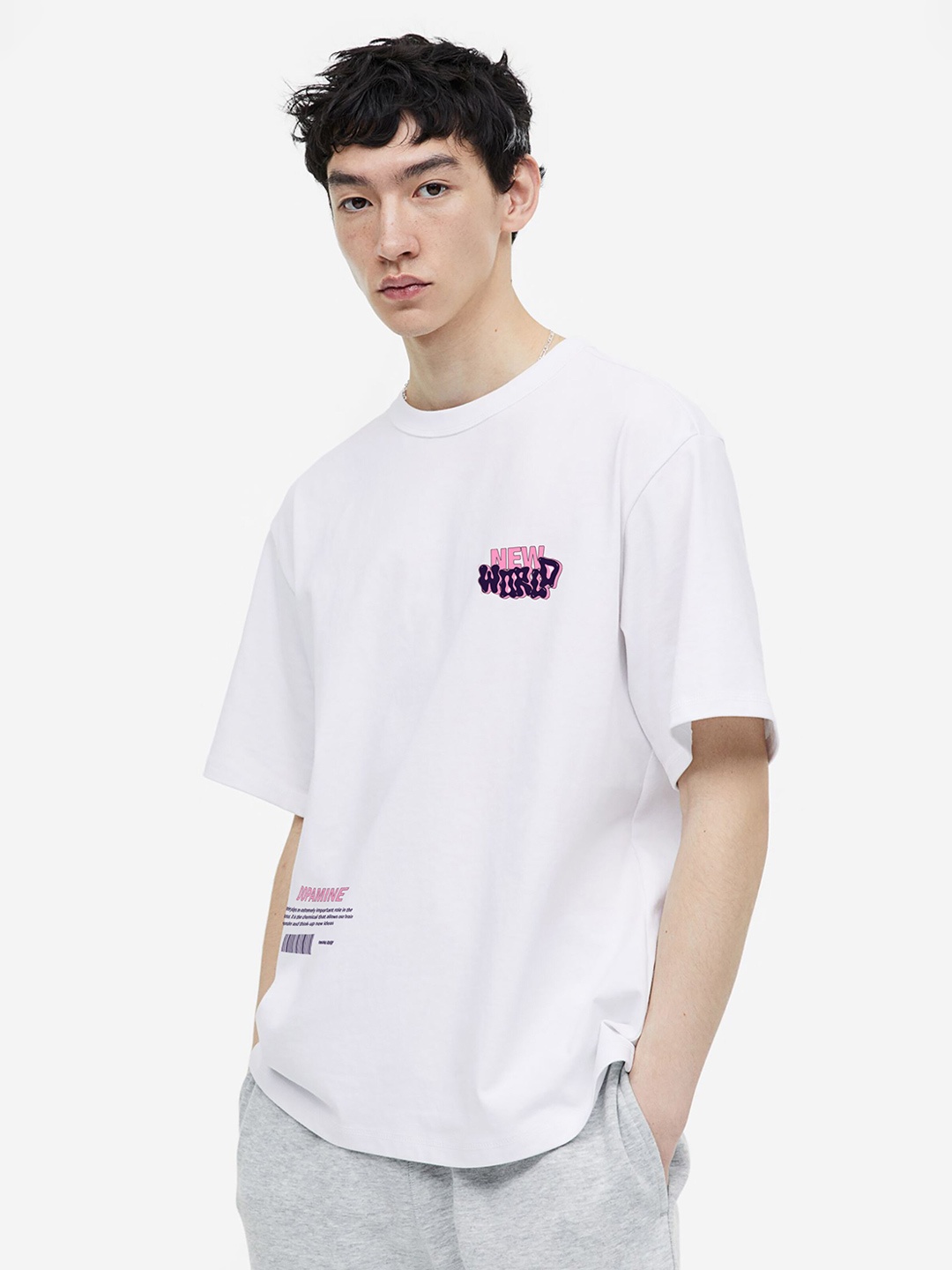 MISCHIEF MONKEY Typography Printed Drop Shoulder Sleeves Pure Cotton T-shirt, White