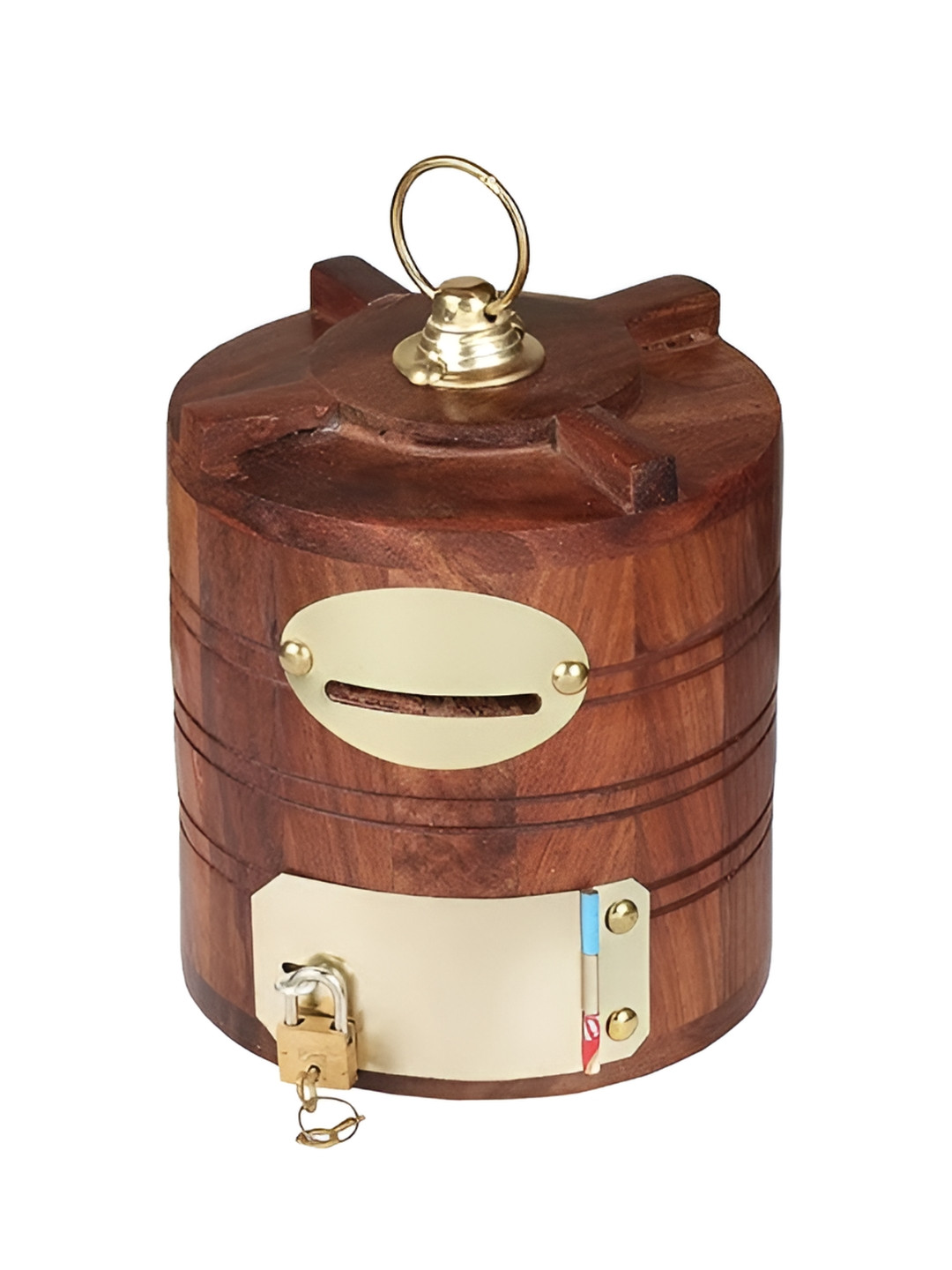 

SANKALAN CREATIONS Brown Water Tank Piggy Bank Wooden Showpiece