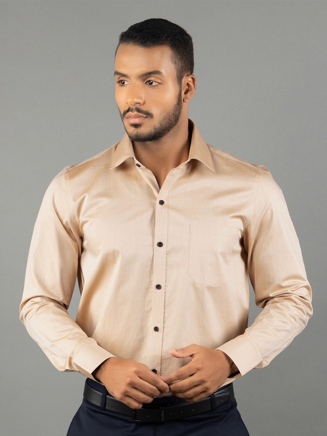 

LOUIS STITCH Comfort Cotton Opaque Formal Shirt, Beige