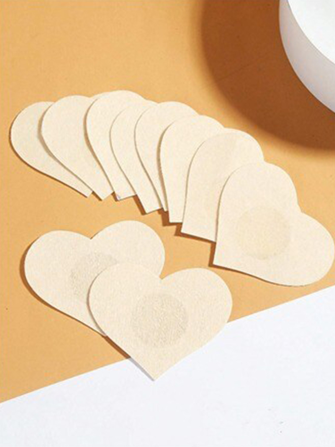 

SECRETS BY ZEROKAATA 2 Packs of 10 Heart-Shaped Sweat-Proof Disposable Nipple Pasties, Nude