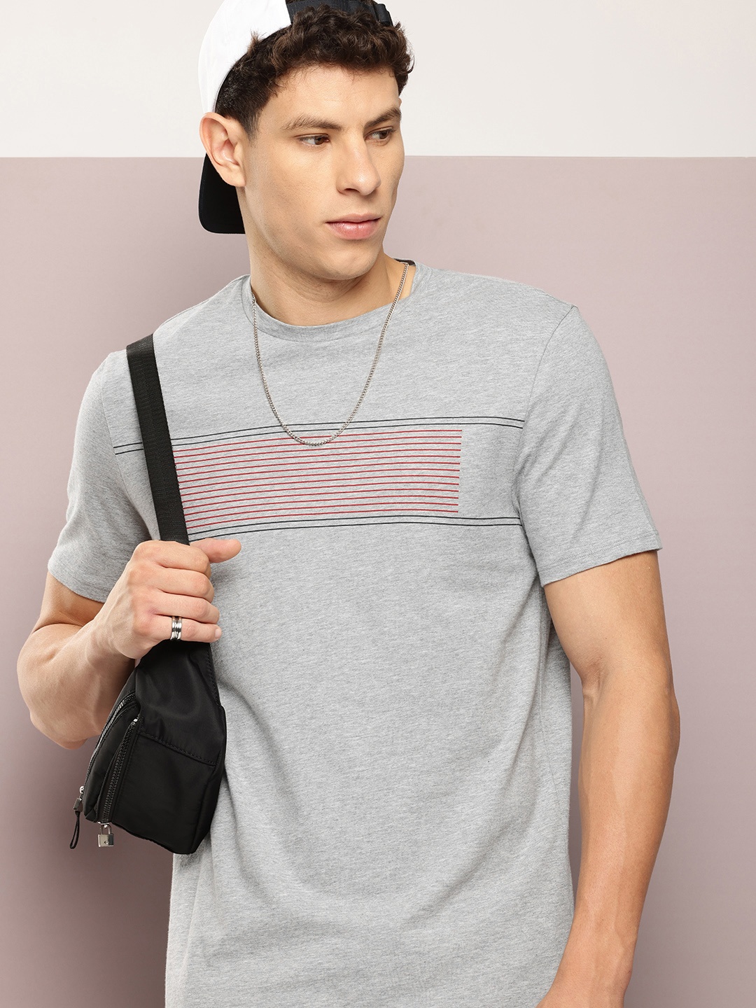 

Kook N Keech Men Striped T-shirt, Grey melange