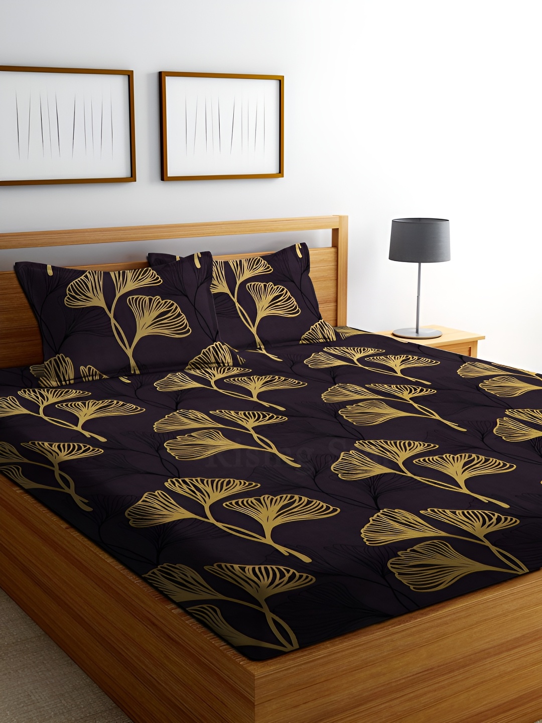 

RISING STAR Brown & Yellow Floral Printed 250 TC King Bedsheet with 2 Pillow Covers