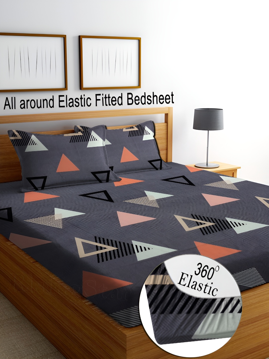 

RISING STAR Purple Ethnic Motifs 250 TC Fitted King Bedsheet with 2 Pillow Covers