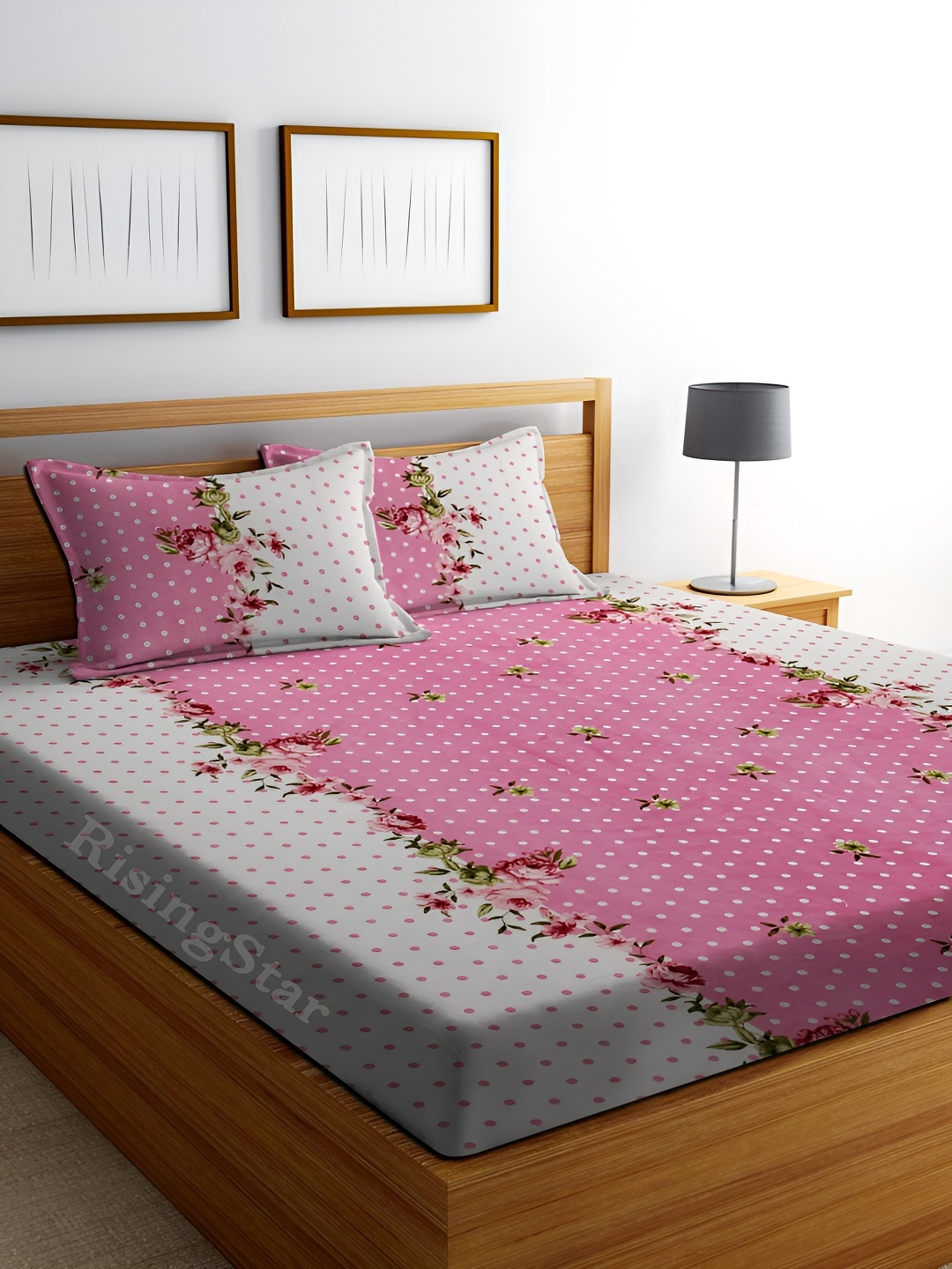 

RISING STAR Pink & White Floral King Bedsheet with 2 Pillow Covers