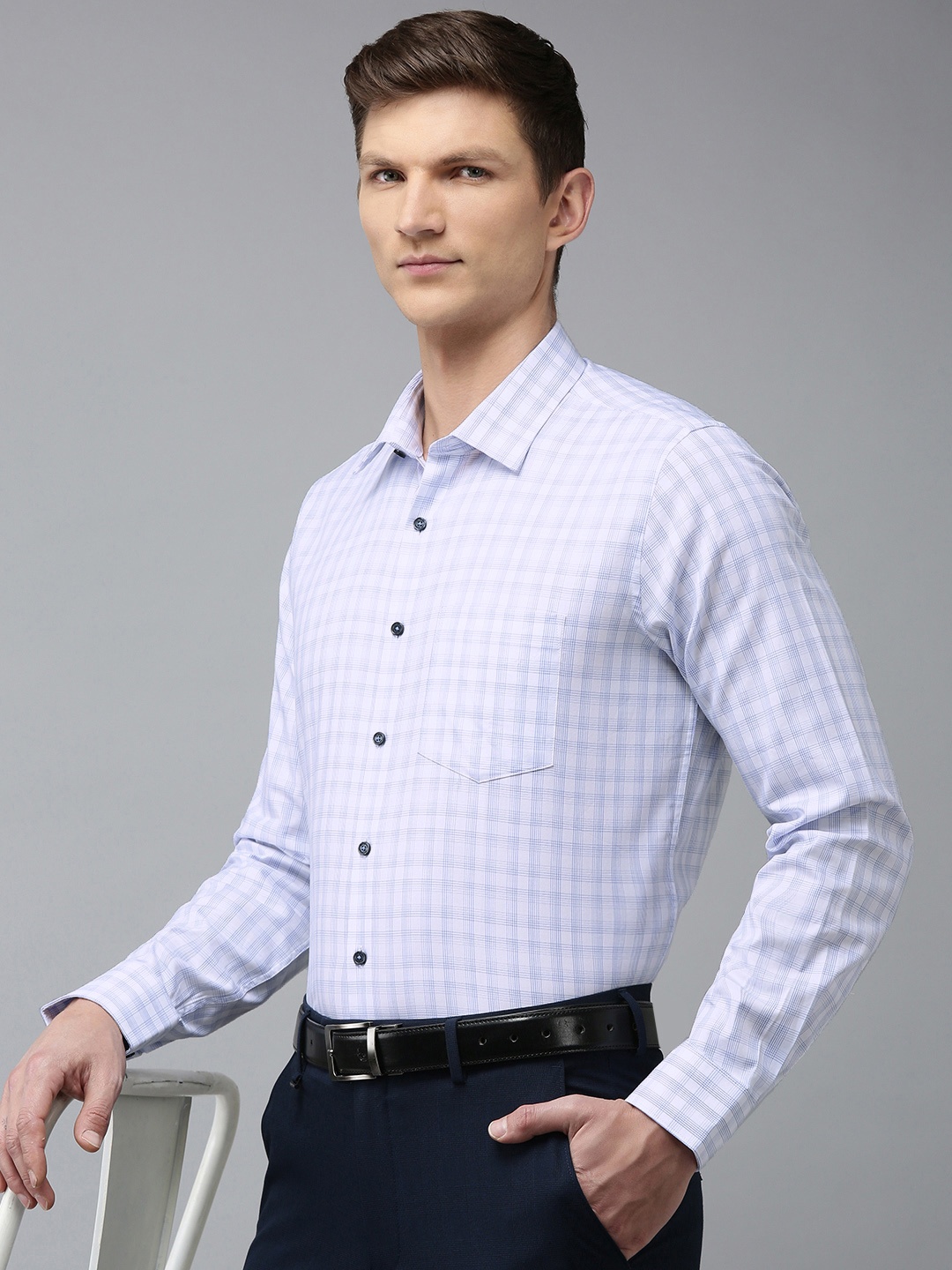 

Van Heusen Slim Fit Opaque Checked Pure Cotton Formal Shirt, White