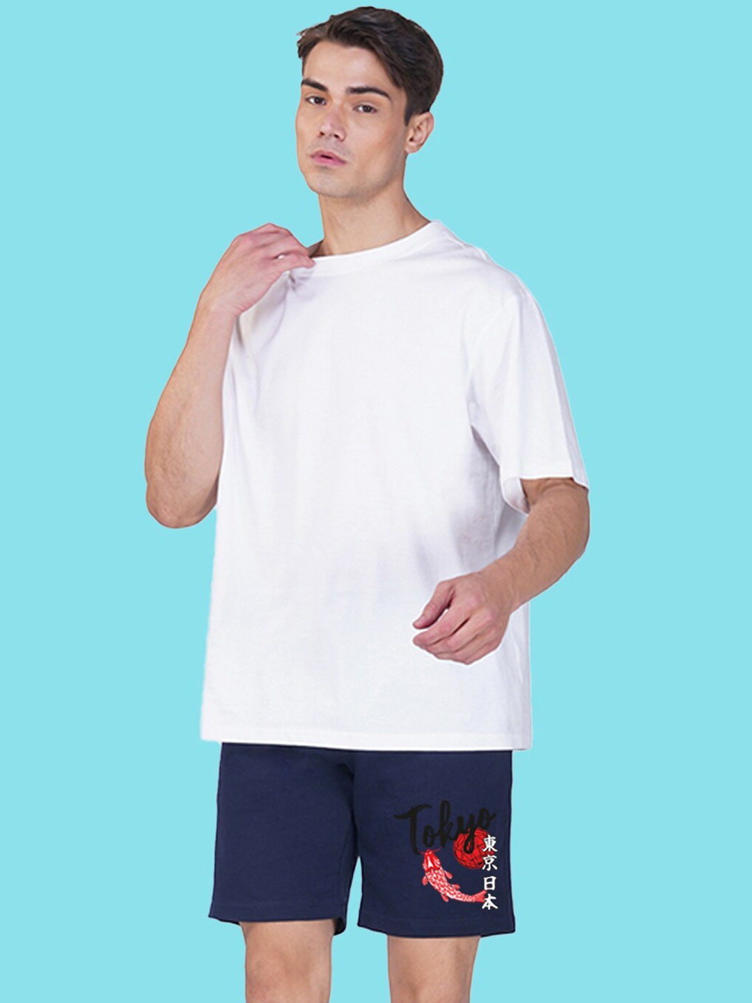 

NUSYL Men Graphic Printed Mid-Rise Sports Shorts, Blue