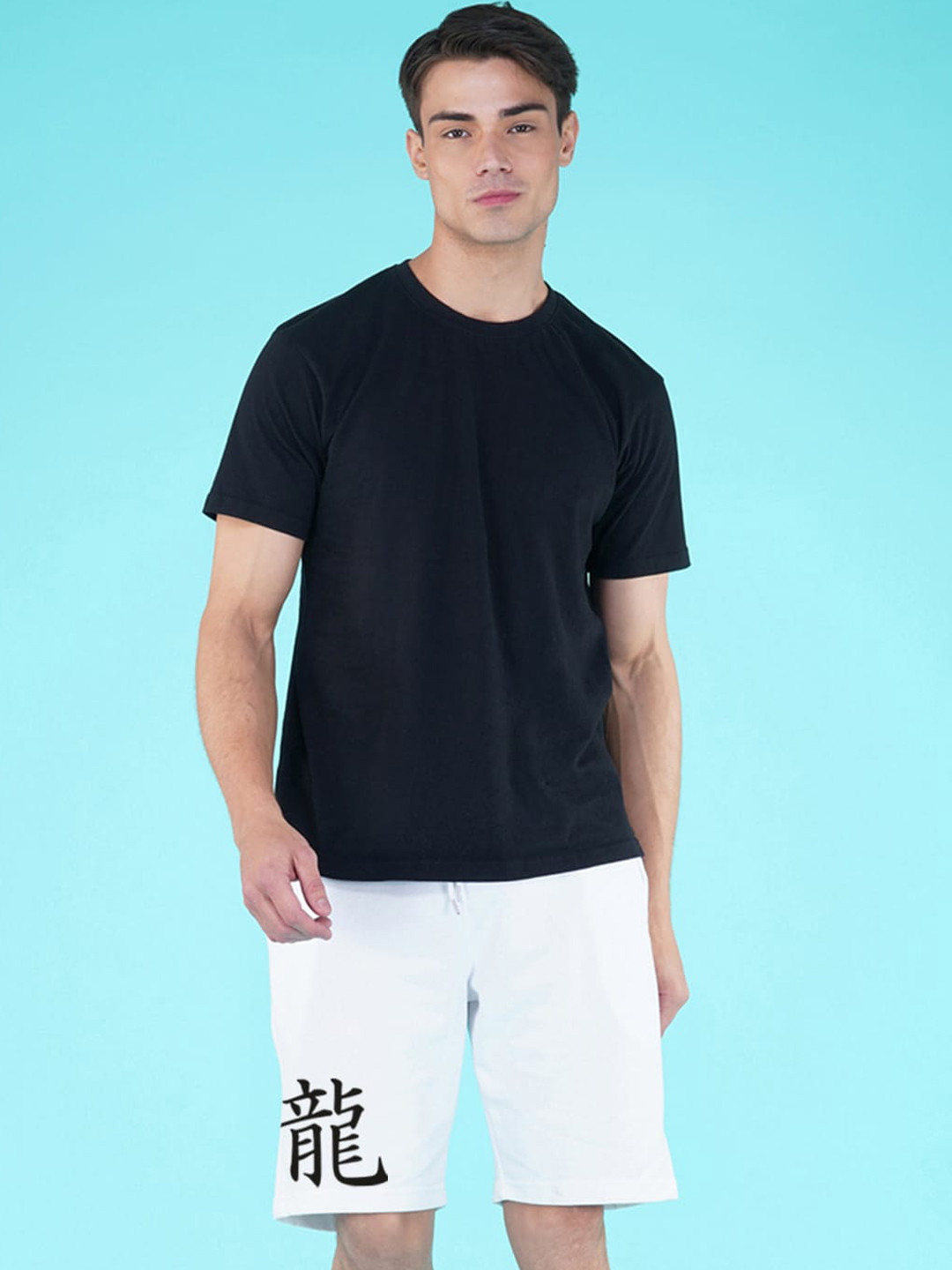 

NUSYL Men Typography Printed Cotton Shorts, White
