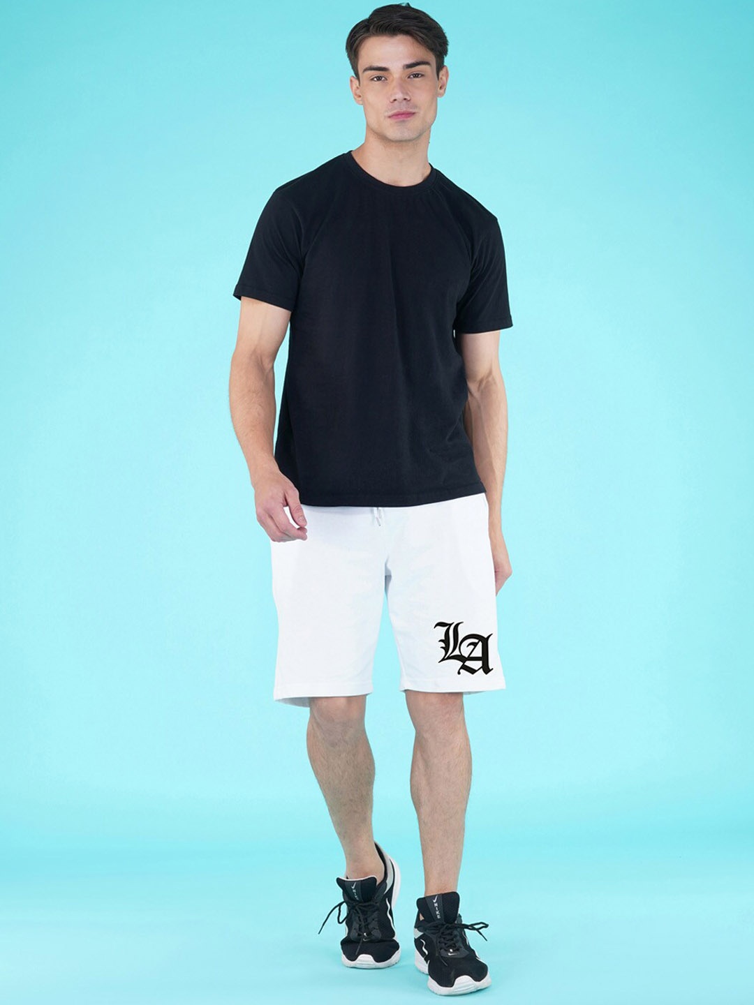 

NUSYL Men Graphic Printed Mid-Rise Sports Shorts, White