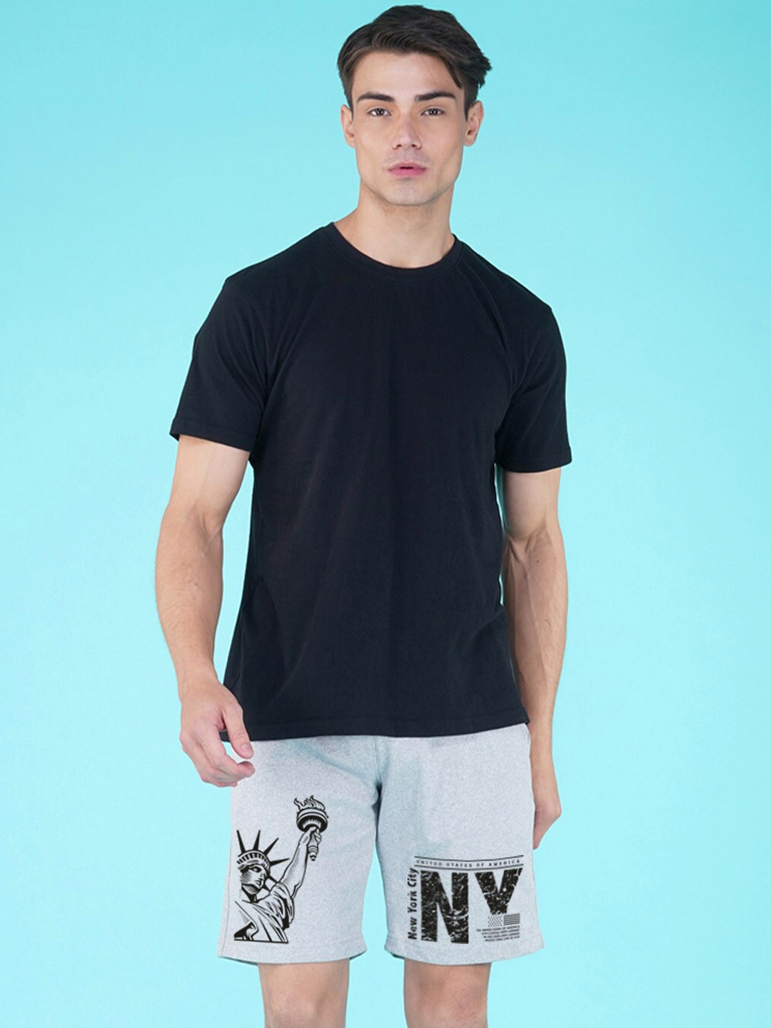 

NUSYL Men Printed Sports Shorts, Grey
