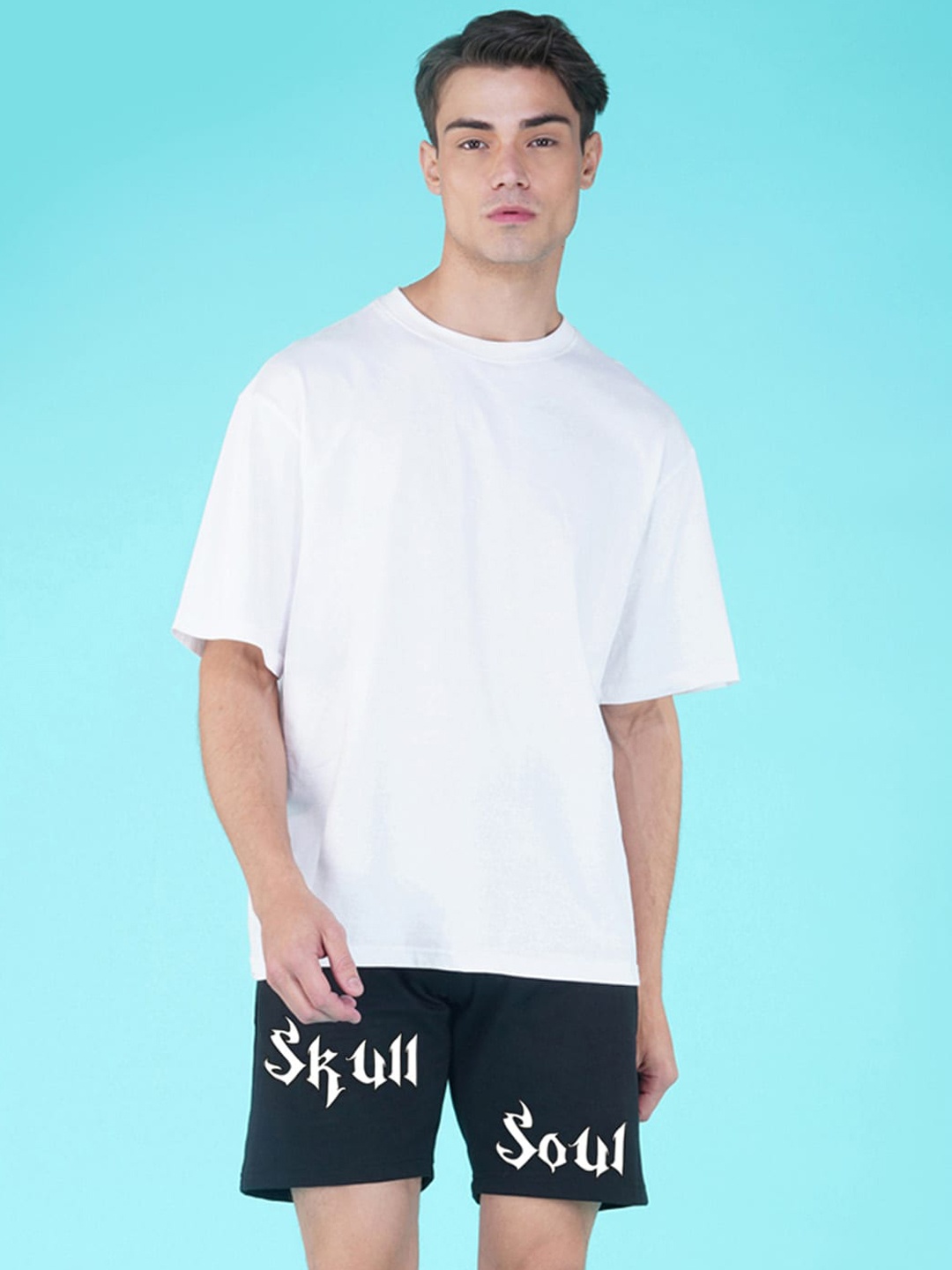 

NUSYL Men Typographic Printed Mid-Rise Sports Shorts, Black