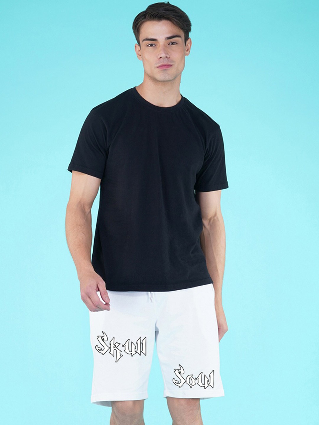 

NUSYL Men Typography Printed Sports Shorts, White