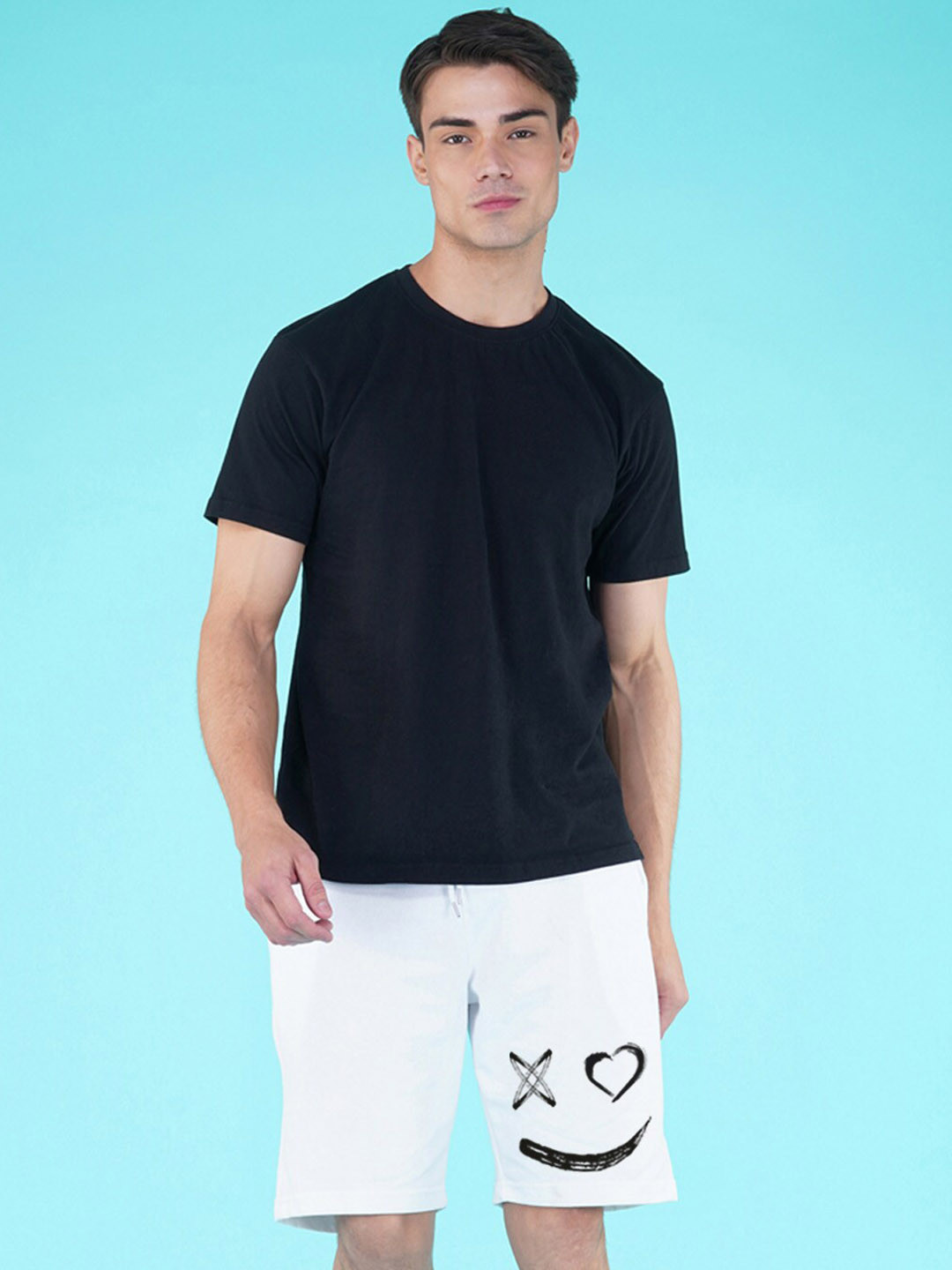 

NUSYL Men Graphic Printed Mid-Rise Sports Shorts, White