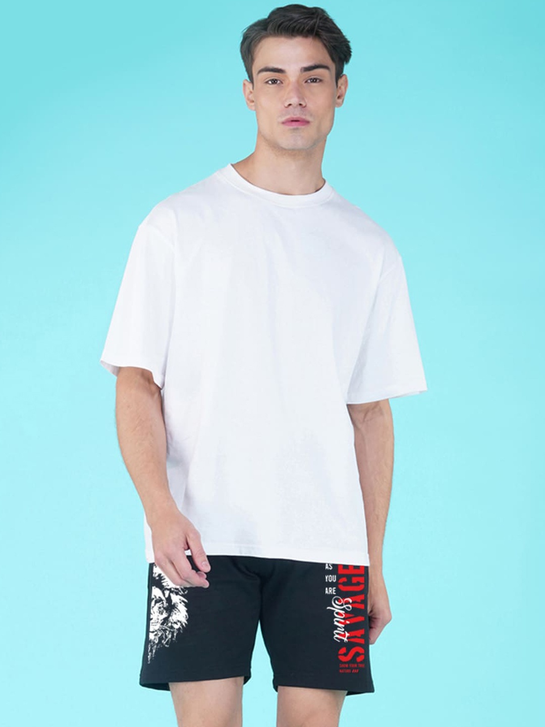 

NUSYL Men Printed Sports Shorts, Black