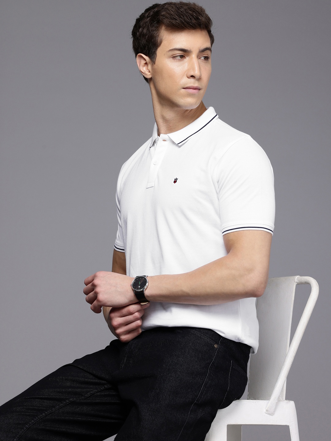 

Louis Philippe Jeans Polo Collar Pure Cotton Slim Fit T-shirt, White