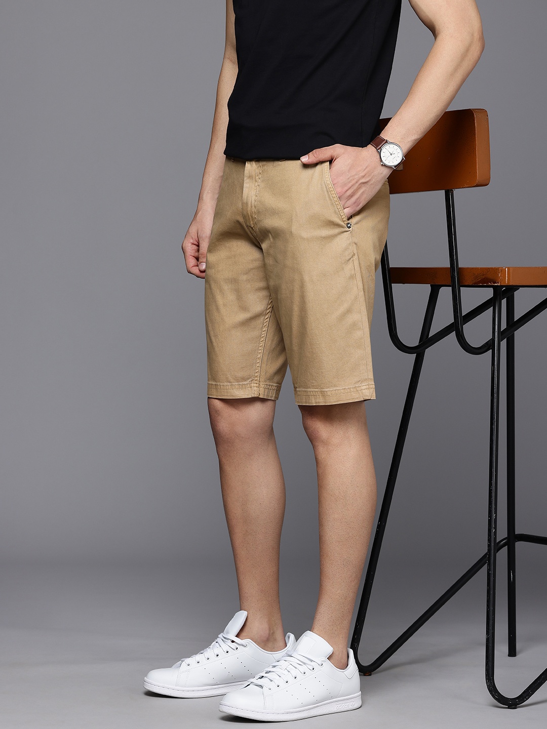 

Louis Philippe Jeans Men Slim Fit Chino Shorts, Khaki