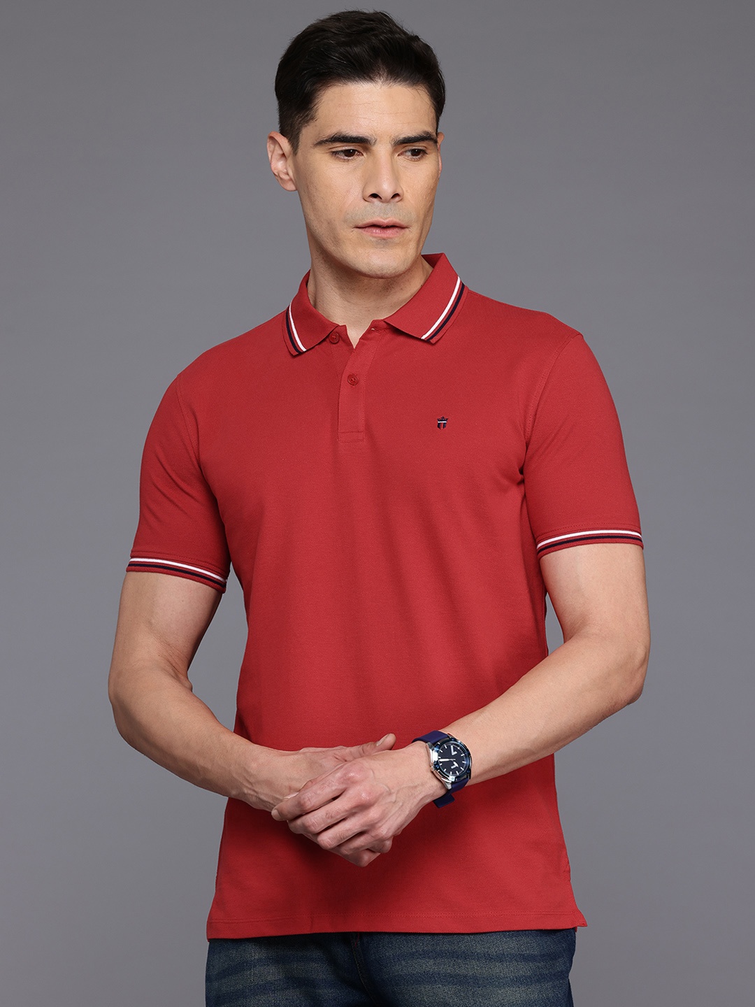 

Louis Philippe Sport Pure Cotton Slim Fit Polo T-shirt, Red