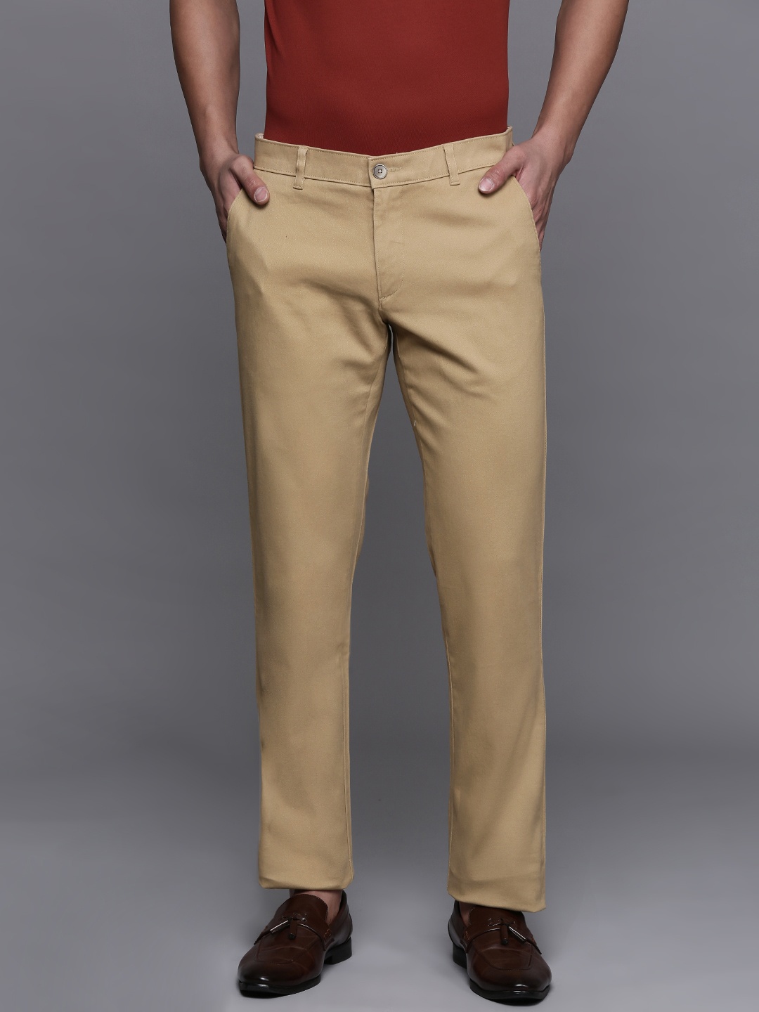 

Louis Philippe Sport Men Tapered Fit Smart Casual Trousers, Khaki