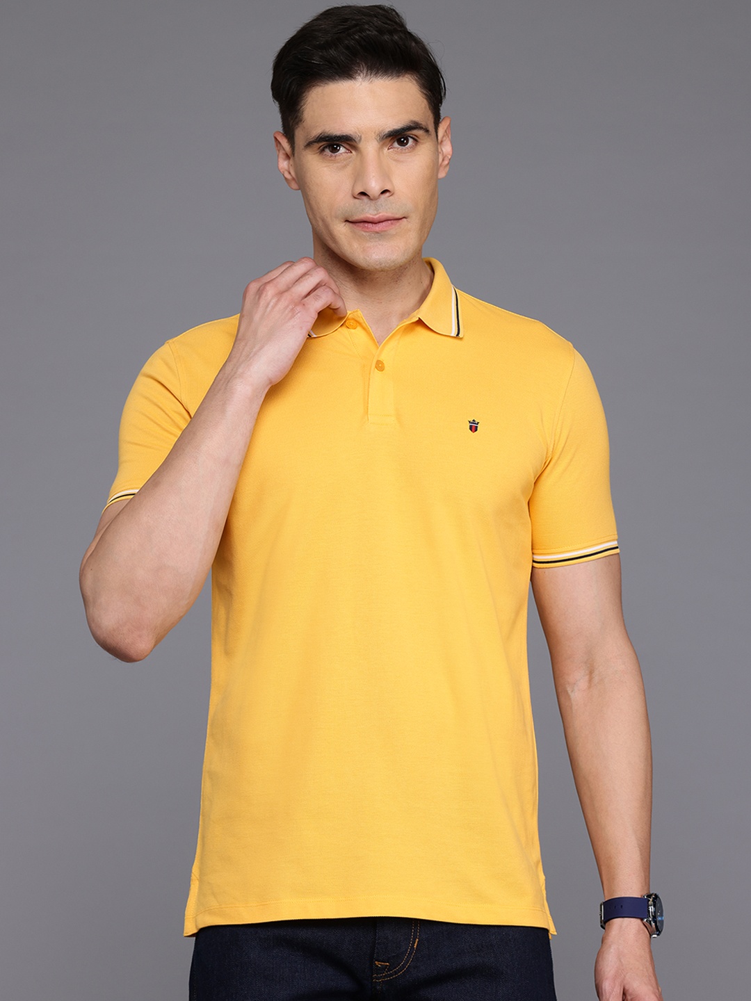 

Louis Philippe Sport Pure Cotton Slim Fit Polo T-shirt, Mustard