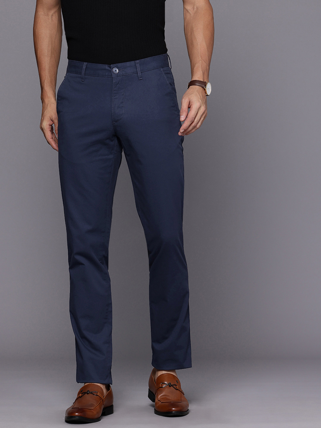 

Louis Philippe Sport Men Slim Fit Chinos Trousers, Navy blue
