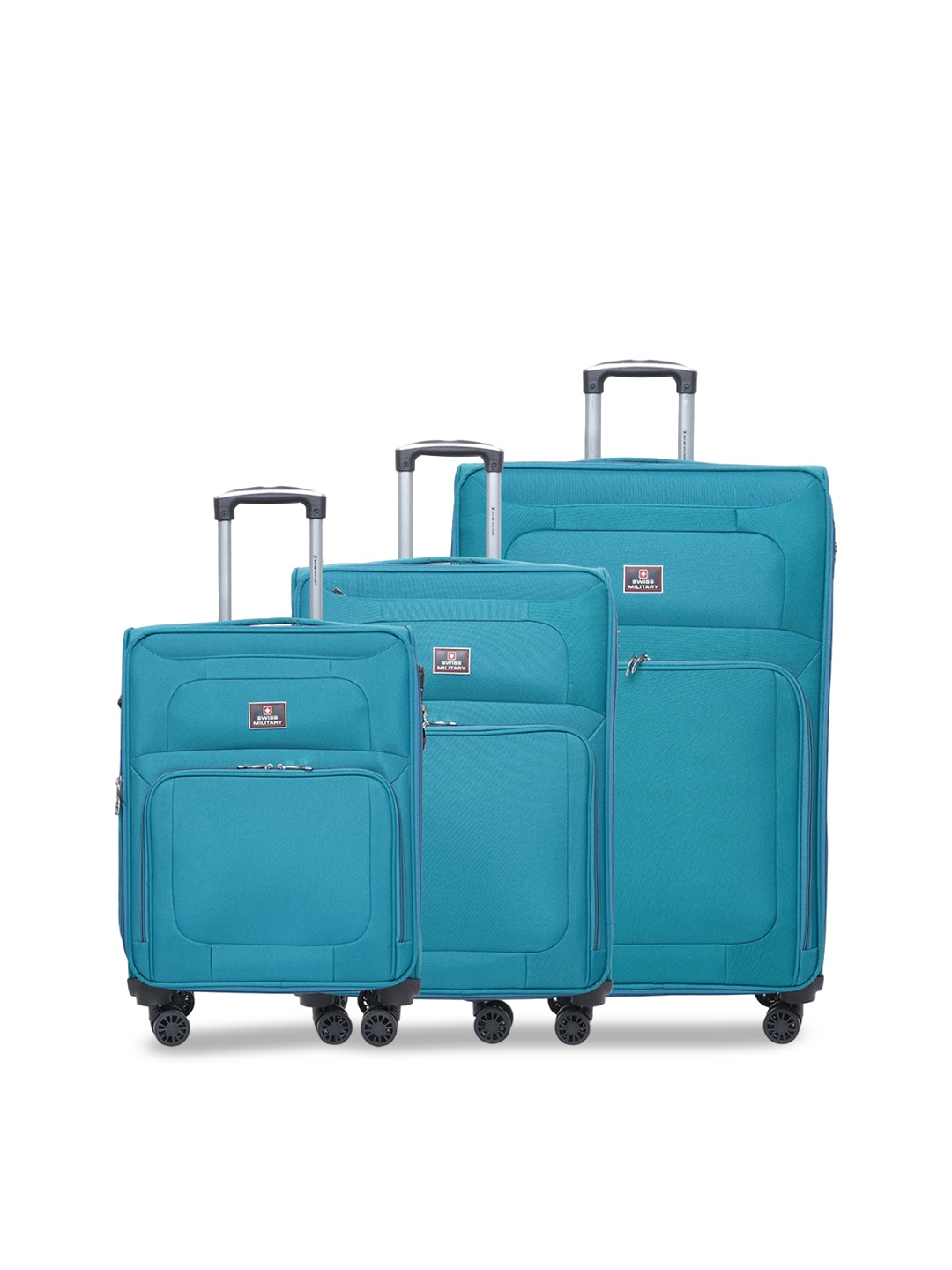 

SWISS MILITARY Titaniuam Set Of 3 Soft Sided Trolley Bags, Teal