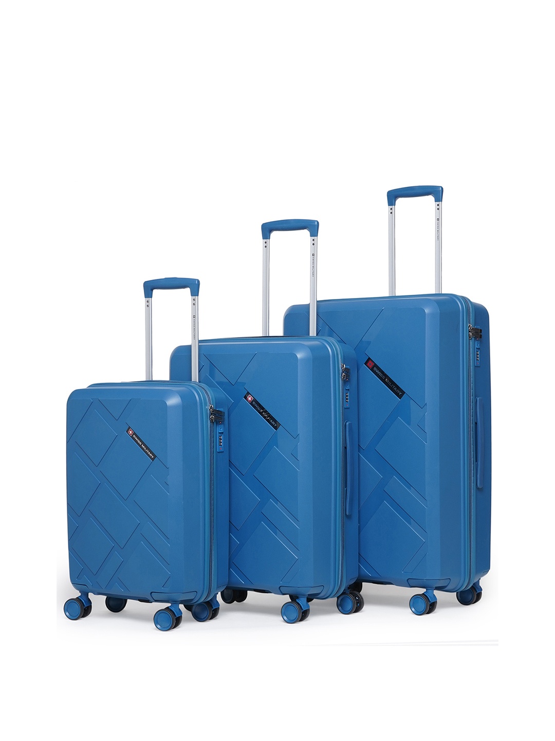 

SWISS MILITARY Set Of 3 Textured Trolley Bags, Navy blue