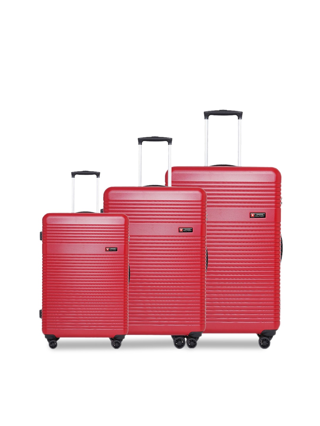 

SWISS MILITARY Pluto Set Of 3 Textured Hard-Sided Trolley Suitcase, Maroon