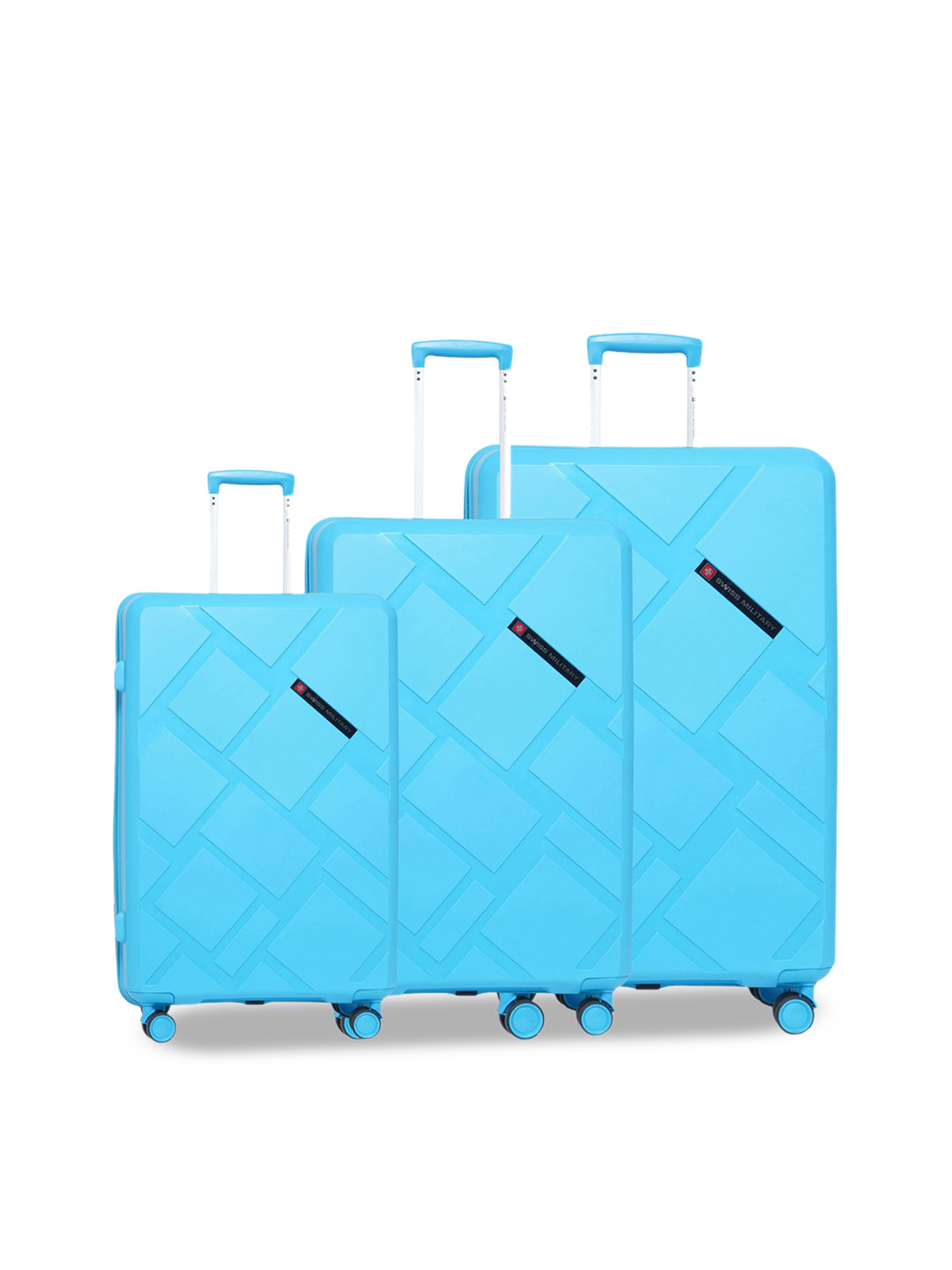 

SWISS MILITARY Set Of 3 Textured Trolley Bags, Blue
