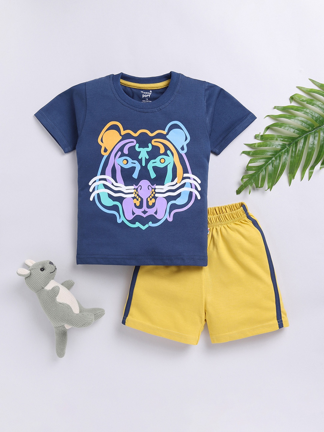 Toonyport Boys Printed Pure Cotton T-shirt with Shorts, Blue