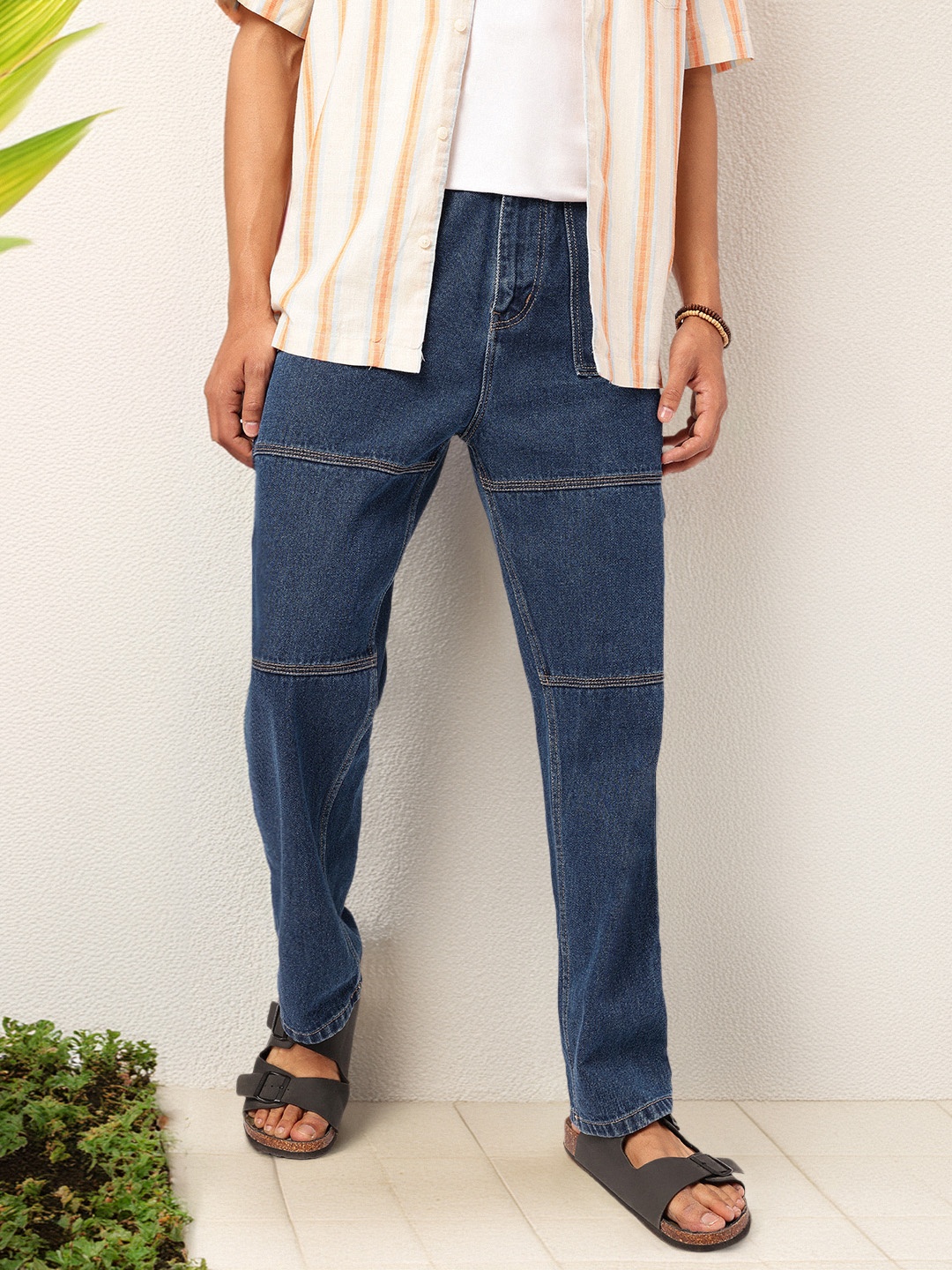 

Kook N Keech Men Indigo Ink Contrast Stitch Mid-Rise Jeans, Navy blue