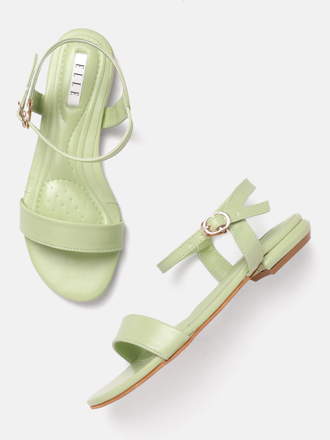 

ELLE Open Toe Flats, Green