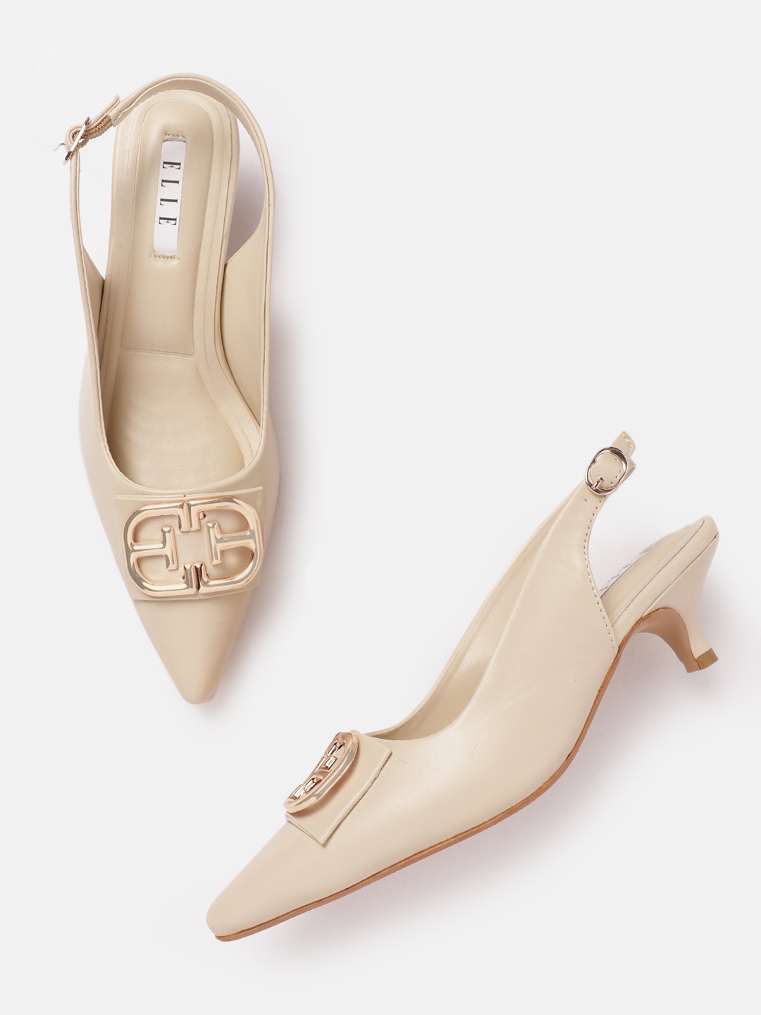

ELLE Kitten Heel Pumps, Cream