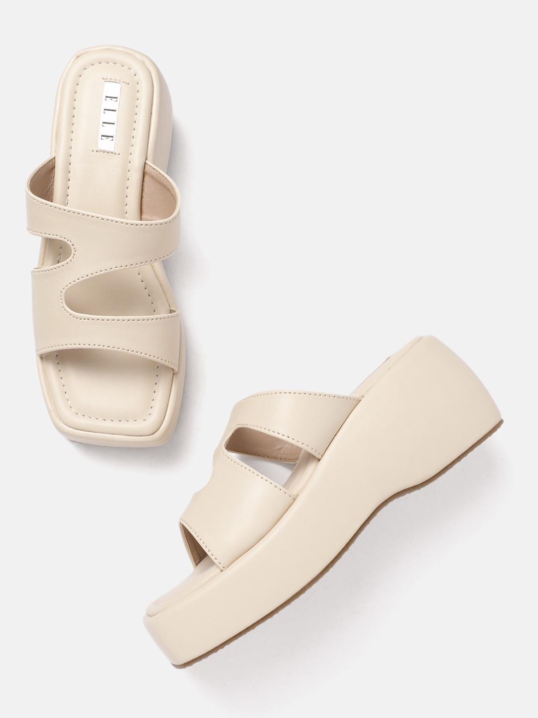 

ELLE Open Toe Wedge Heel, Cream