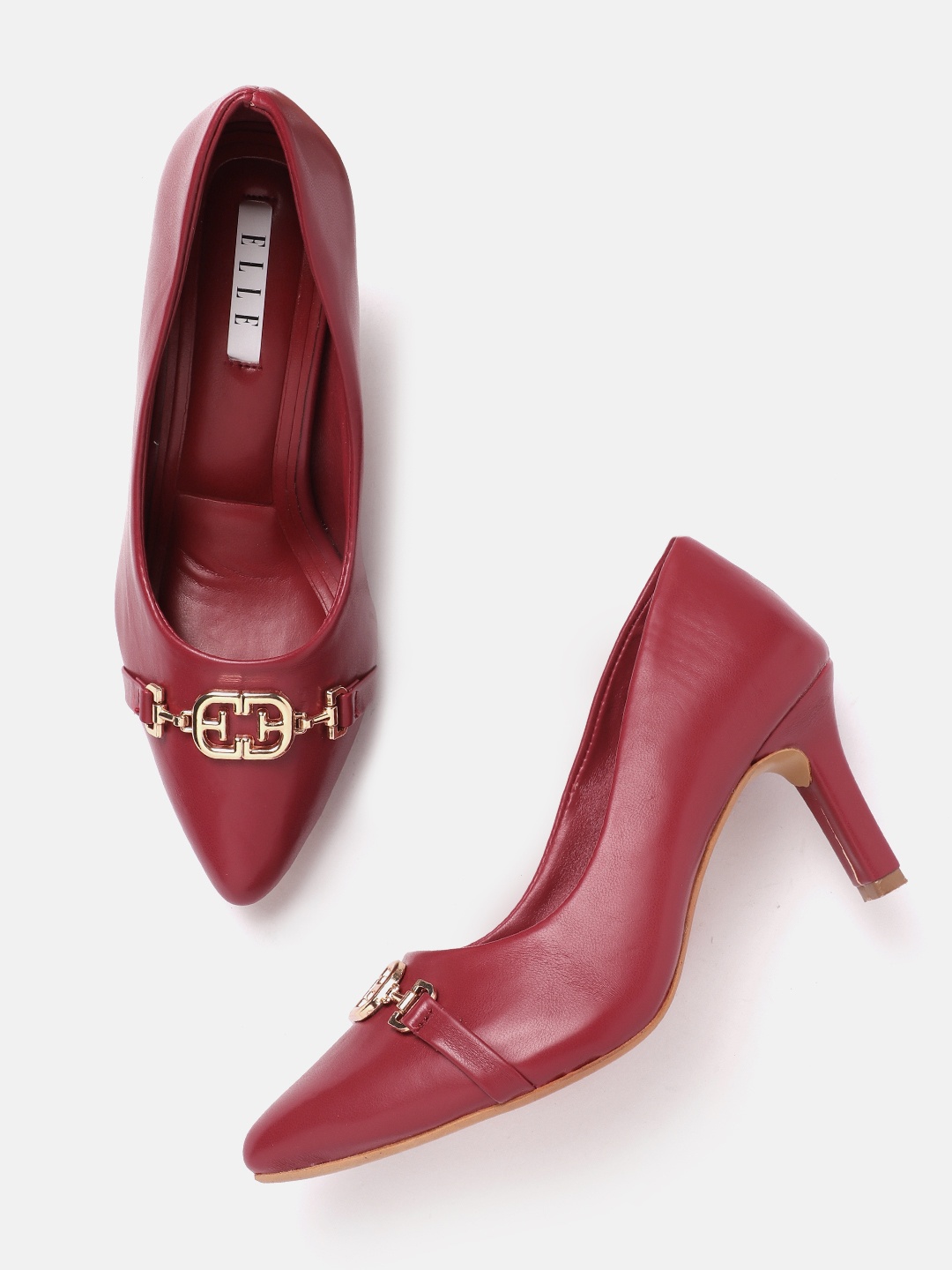 

ELLE Metallic Detail Slim Heel Pumps, Red