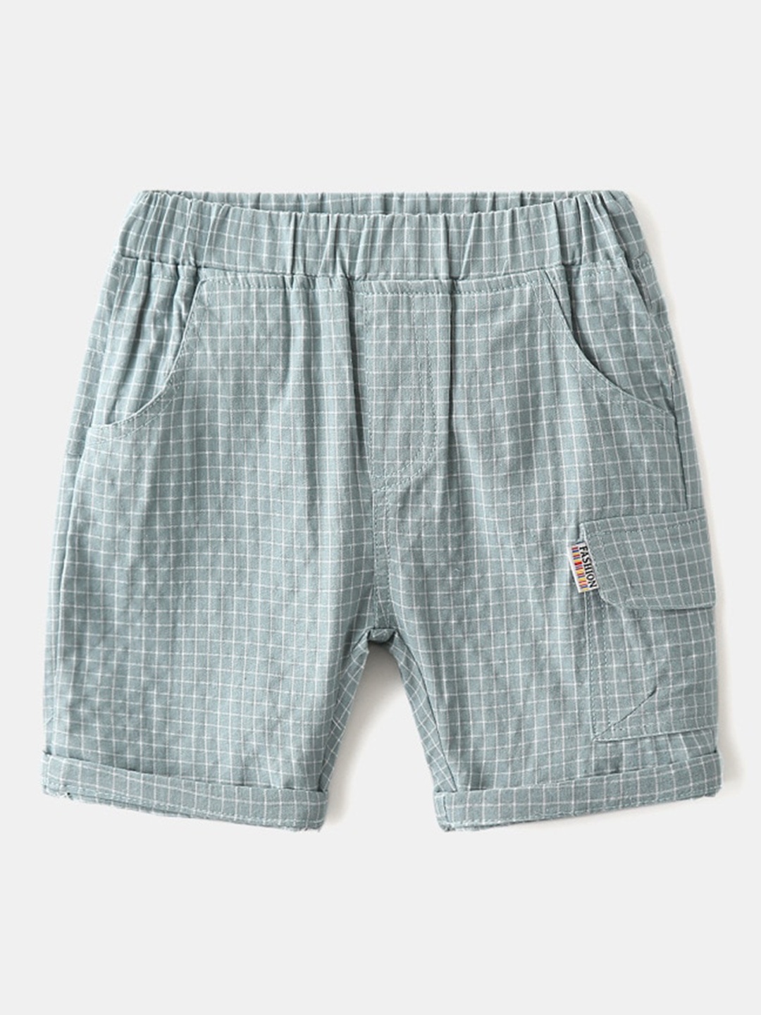 

StyleCast Boys Blue Checked Mid-Rise Regular Fit Cotton Shorts