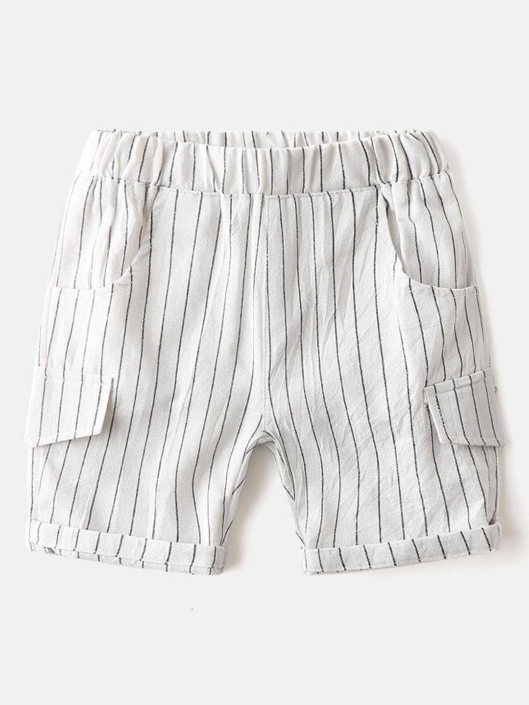 

StyleCast Boys White Striped Mid-Rise Regular Fit Cotton Shorts