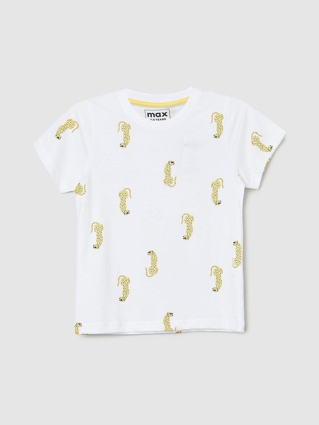 

max Boys Animal Printed Pure Cotton T-shirt, White