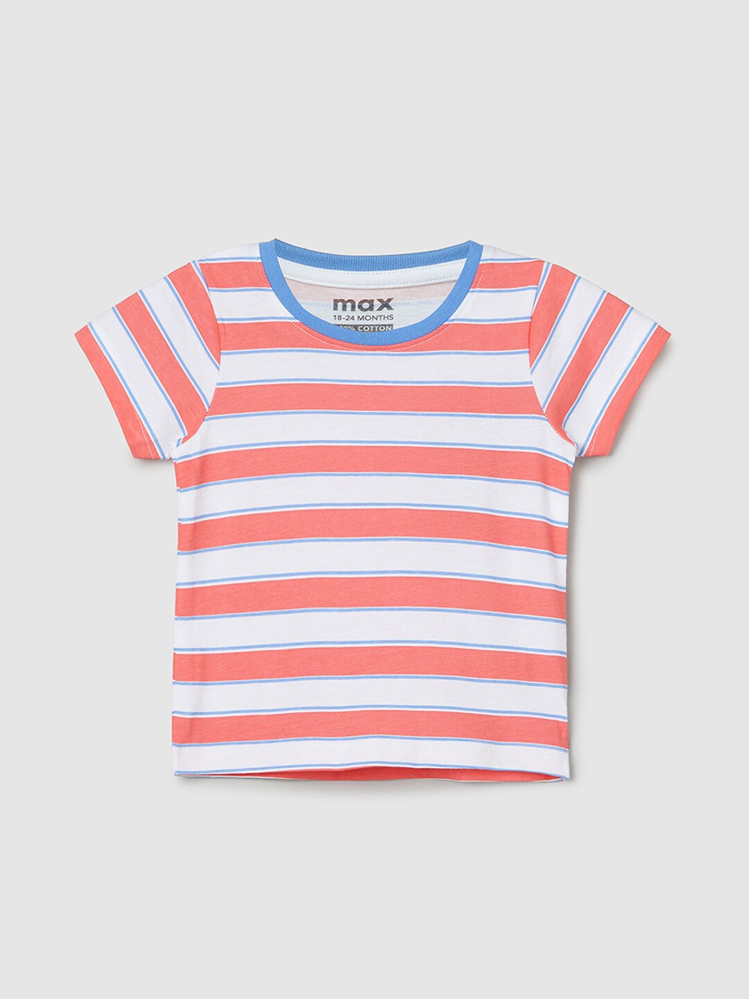 

max Boys Striped Pure Cotton T-shirt, Rust