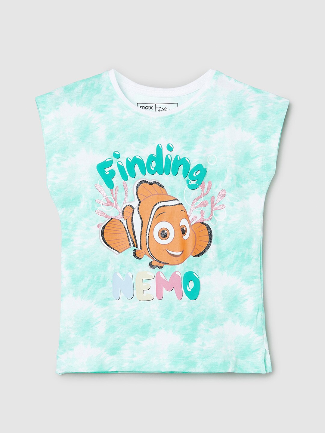 

max Girls Printed Pure Cotton T-shirt, Blue