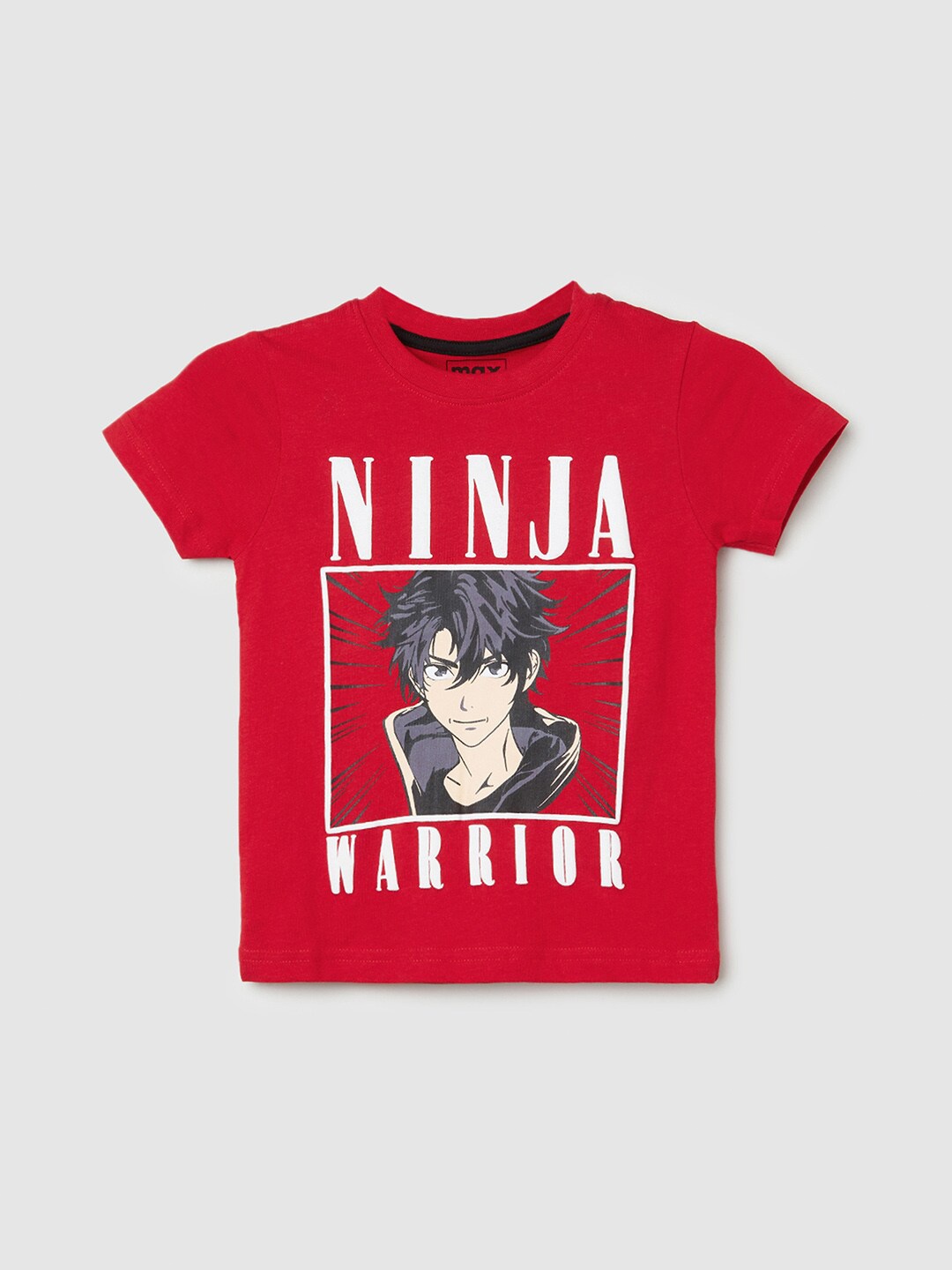 

max Boys Printed Pure Cotton T-shirt, Red