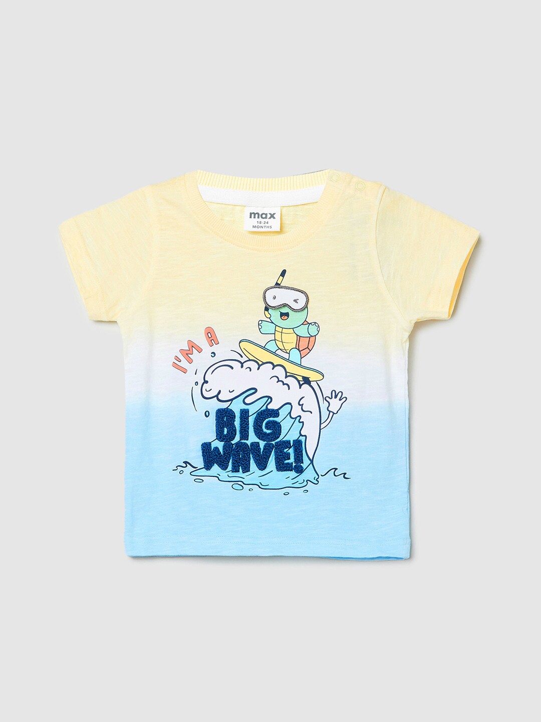 

max Boys Printed Pure Cotton T-shirt, Yellow