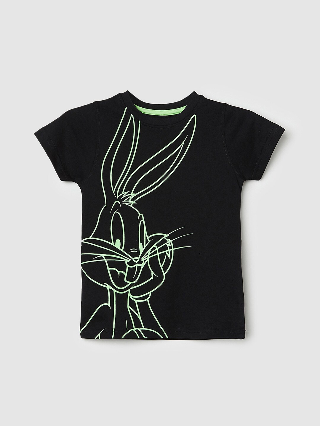 

max Boys Printed Pure Cotton T-shirt, Black